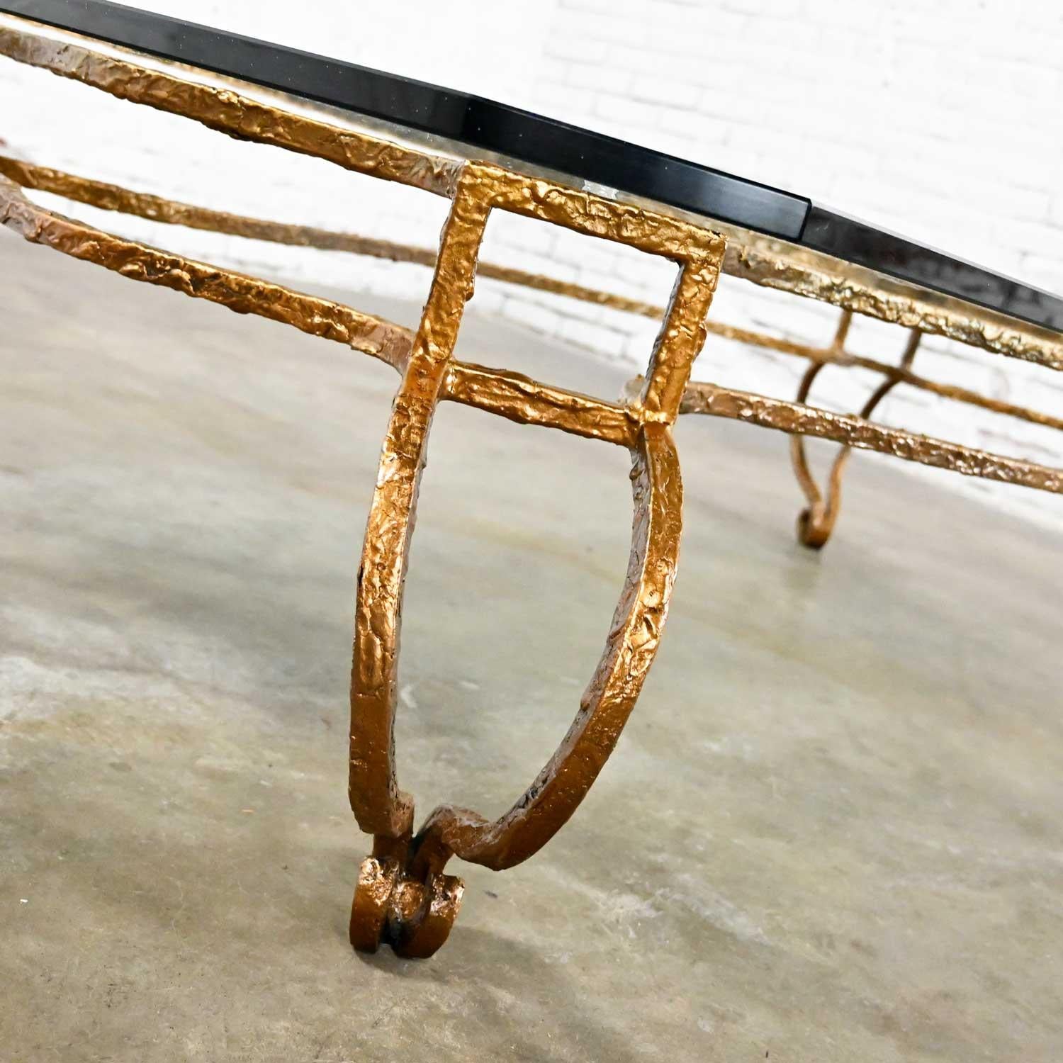 French Style Wrought Iron & Glass Large Coffee Table Style of Maison Ramsay 10