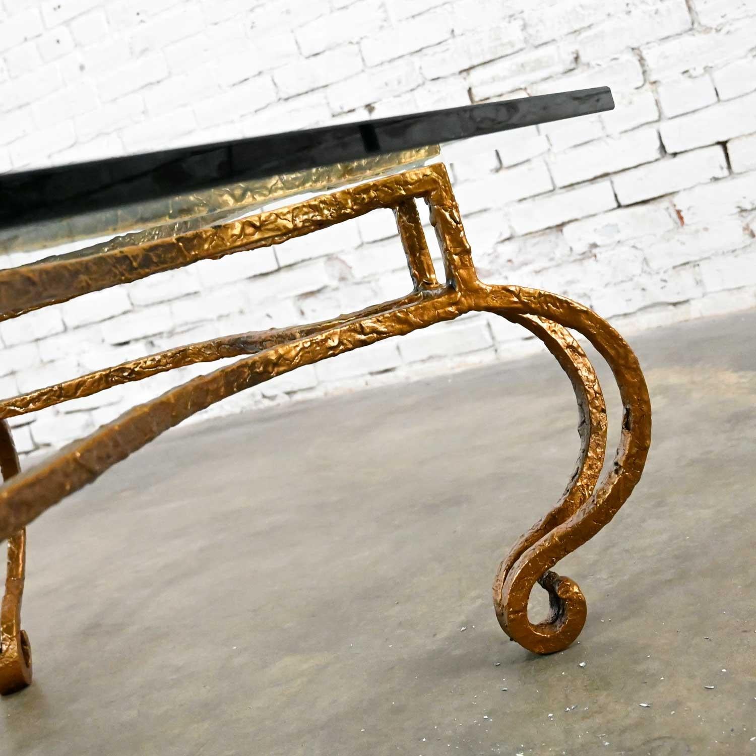 French Style Wrought Iron & Glass Large Coffee Table Style of Maison Ramsay 11
