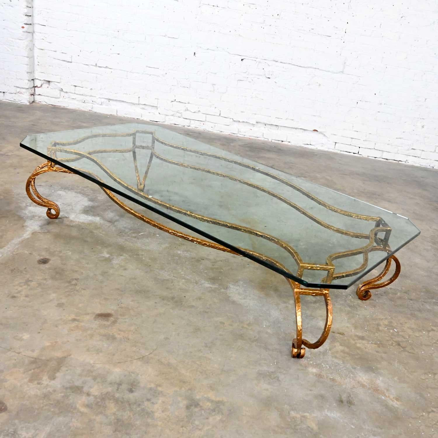 20th Century French Style Wrought Iron & Glass Large Coffee Table Style of Maison Ramsay