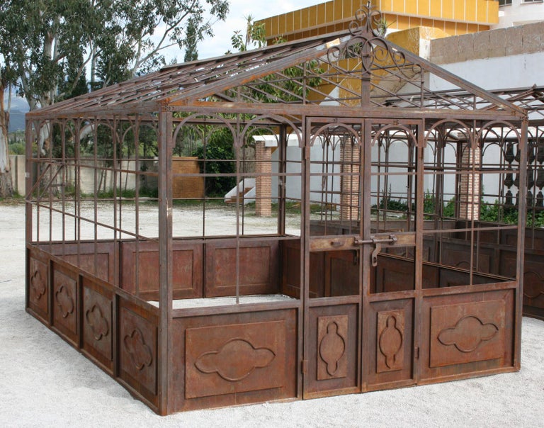 French Style Wrought Iron Greenhouse with Door and Windows For Sale at
