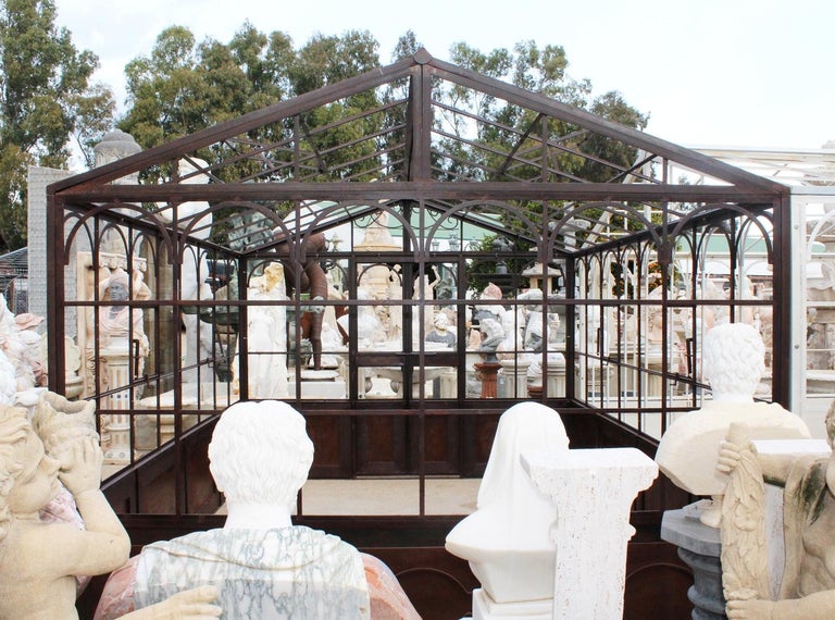 French Style Wrought Iron Greenhouse with Door and Windows For Sale at