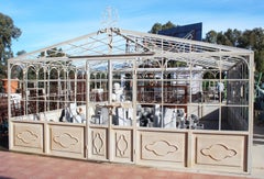 French Style Wrought Iron Greenhouse with Door and Windows in White Color