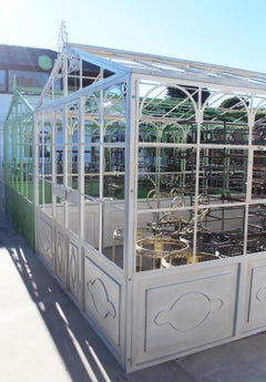 French Style Wrought Iron Greenhouse with Door and Windows in White Color