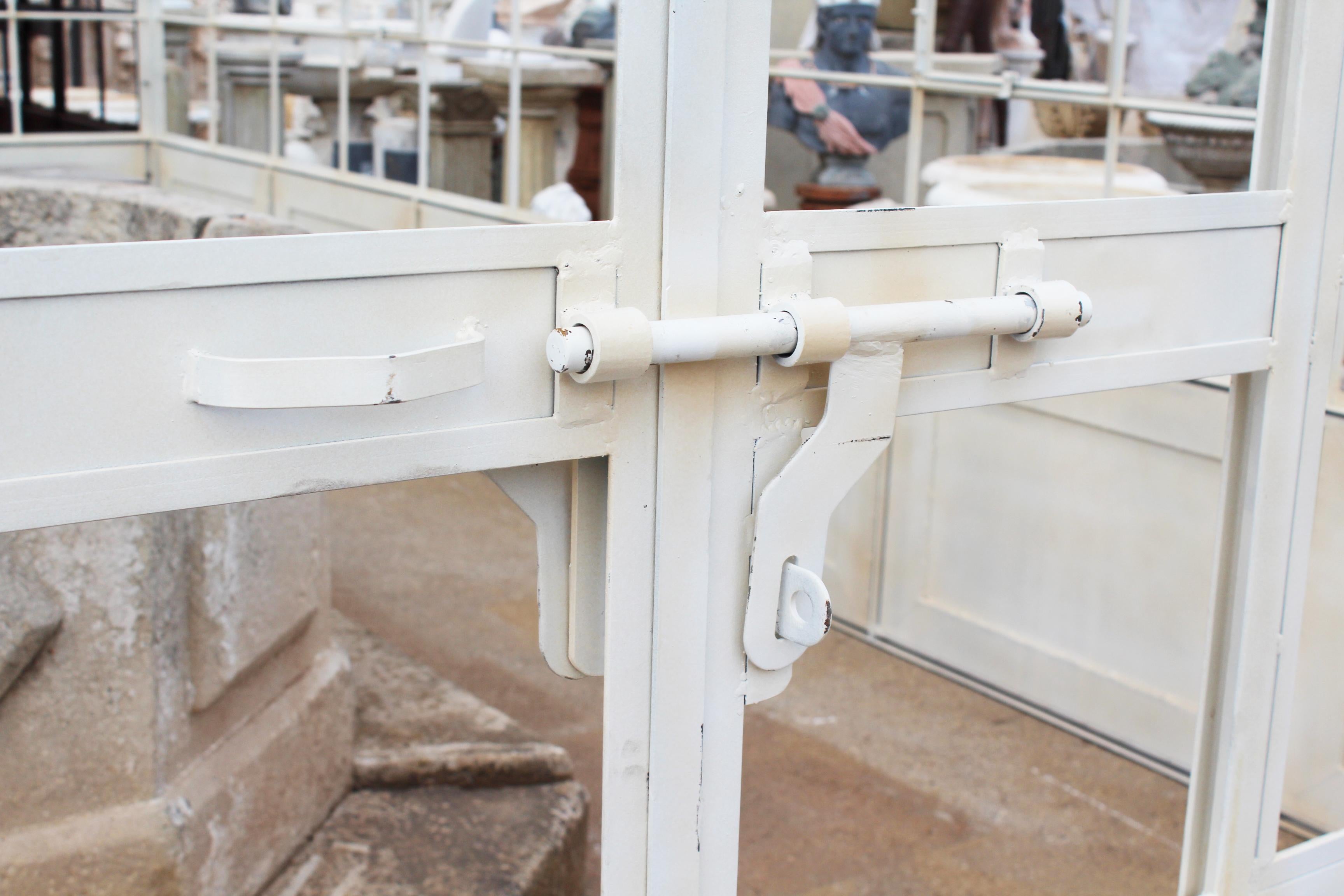 French Style Wrought Iron Greenhouse with Door and Windows in White Color For Sale 2