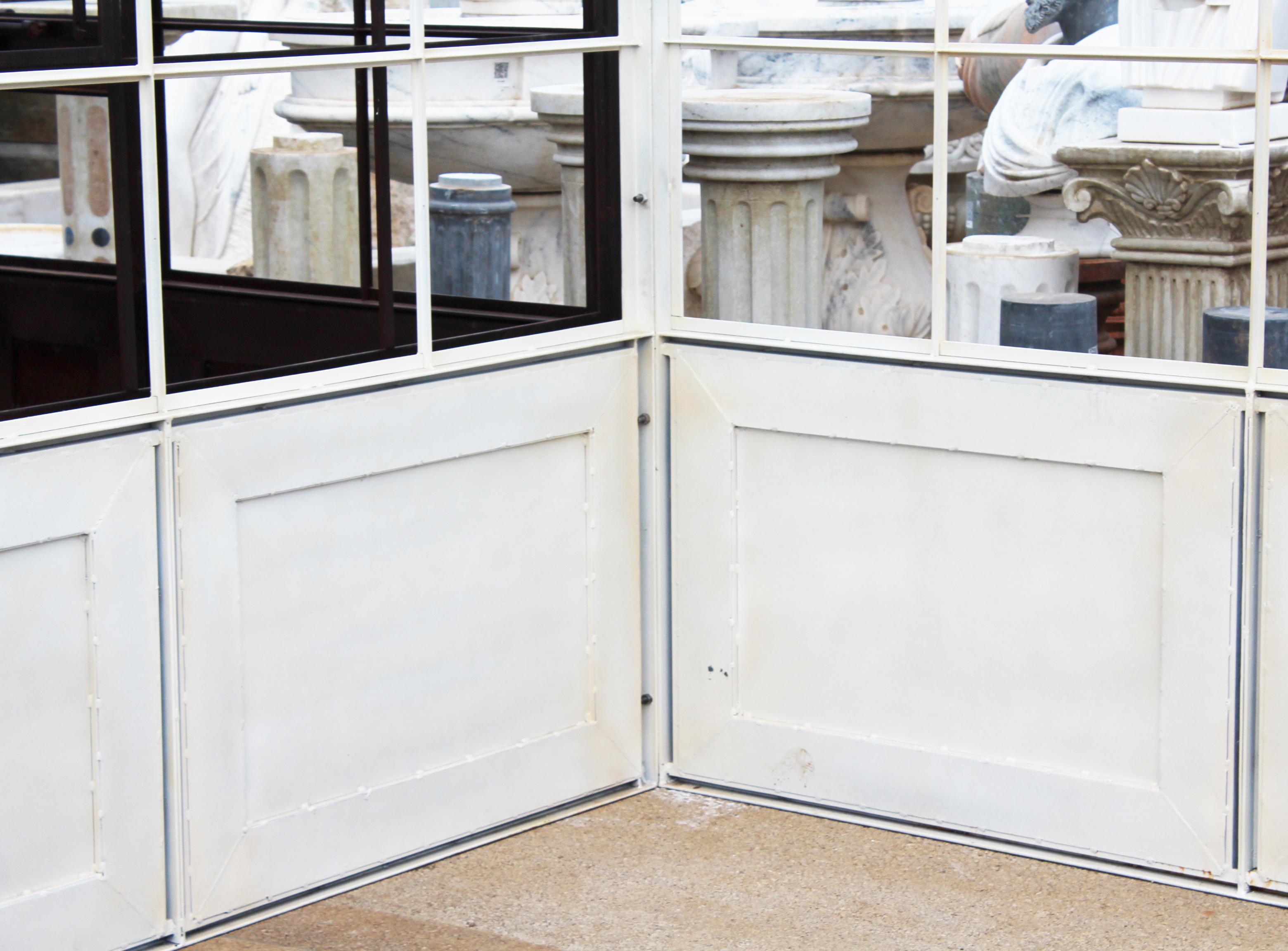 French Style Wrought Iron Greenhouse with Door and Windows in White Color For Sale 4