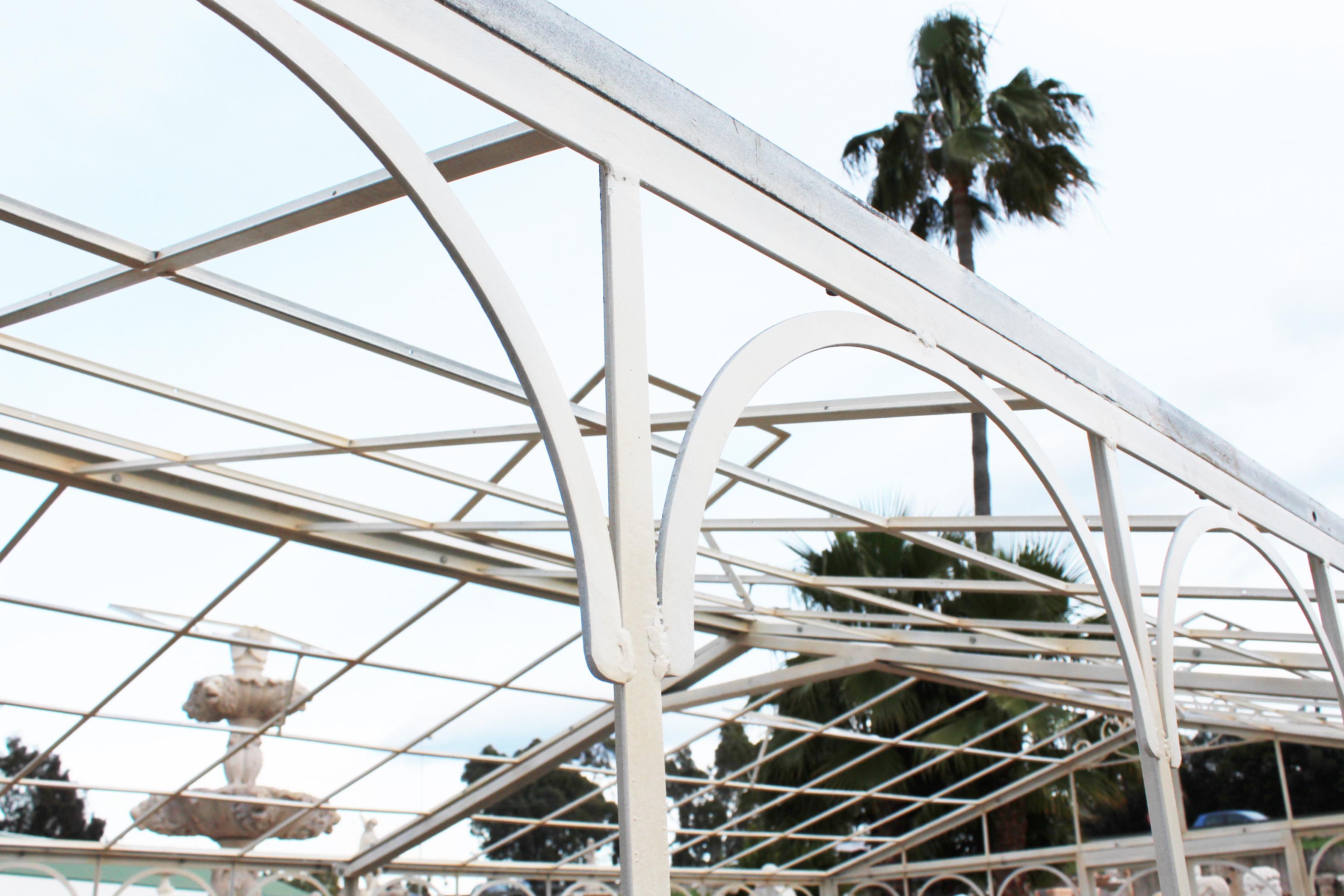 French Style Wrought Iron Greenhouse with Door and Windows in White Color For Sale 5