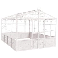 French Style Wrought Iron Greenhouse with Door and Windows in White Color