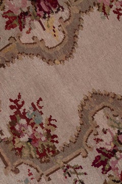 French Styled Oushak Runner, Antique