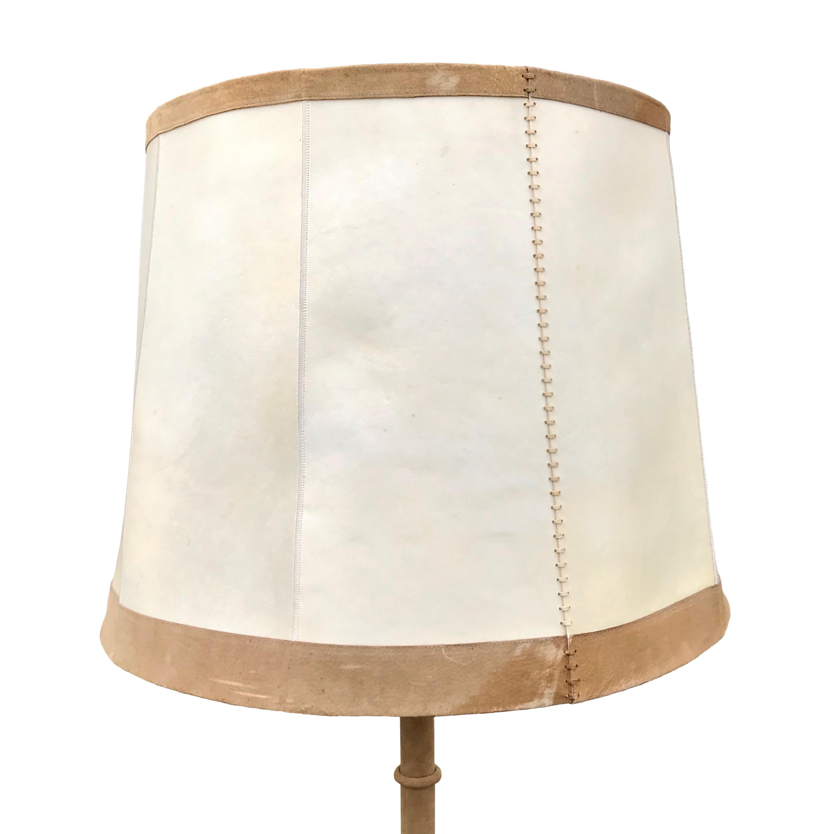 French Suede and Parchment Standard Lamp 2