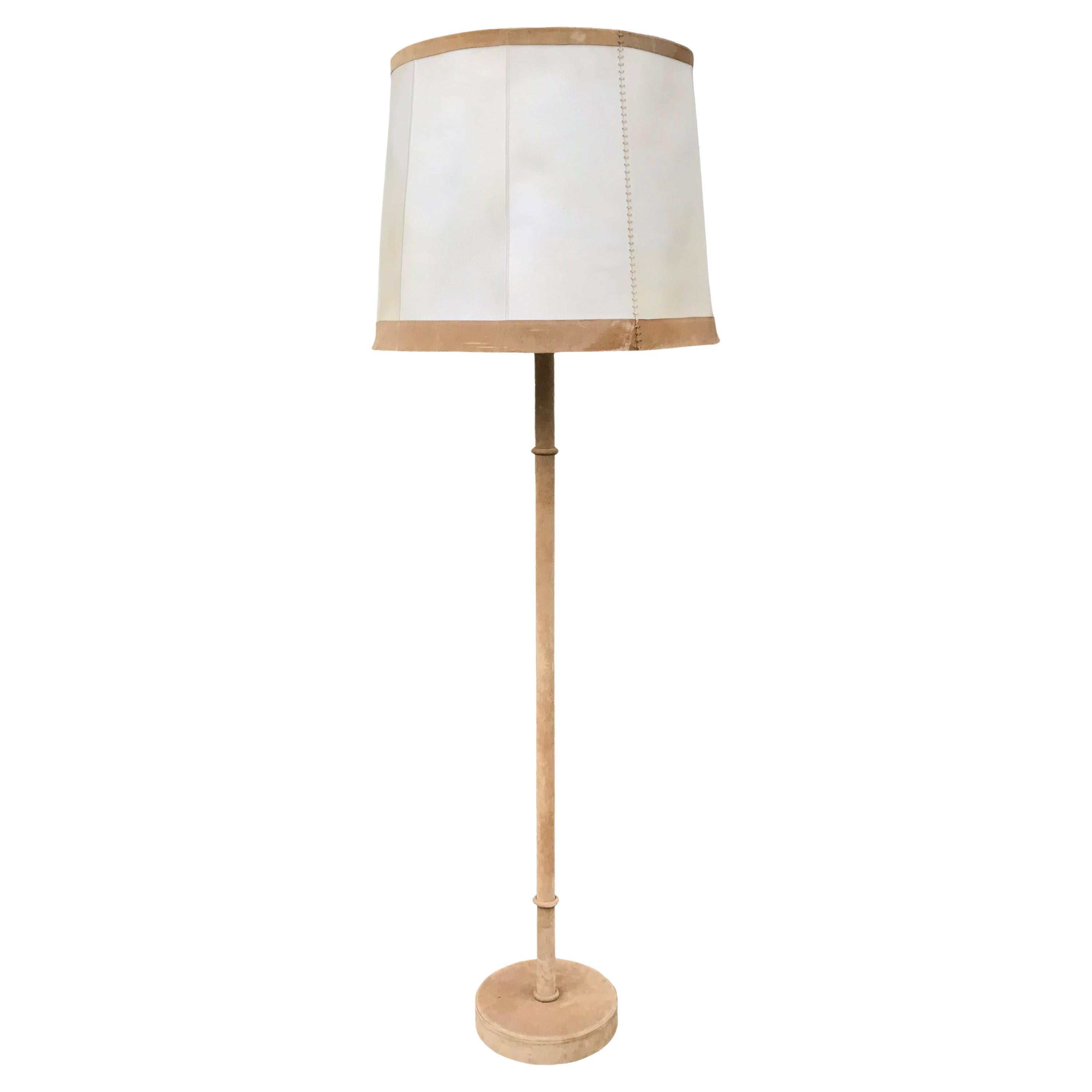 French Suede and Parchment Standard Lamp