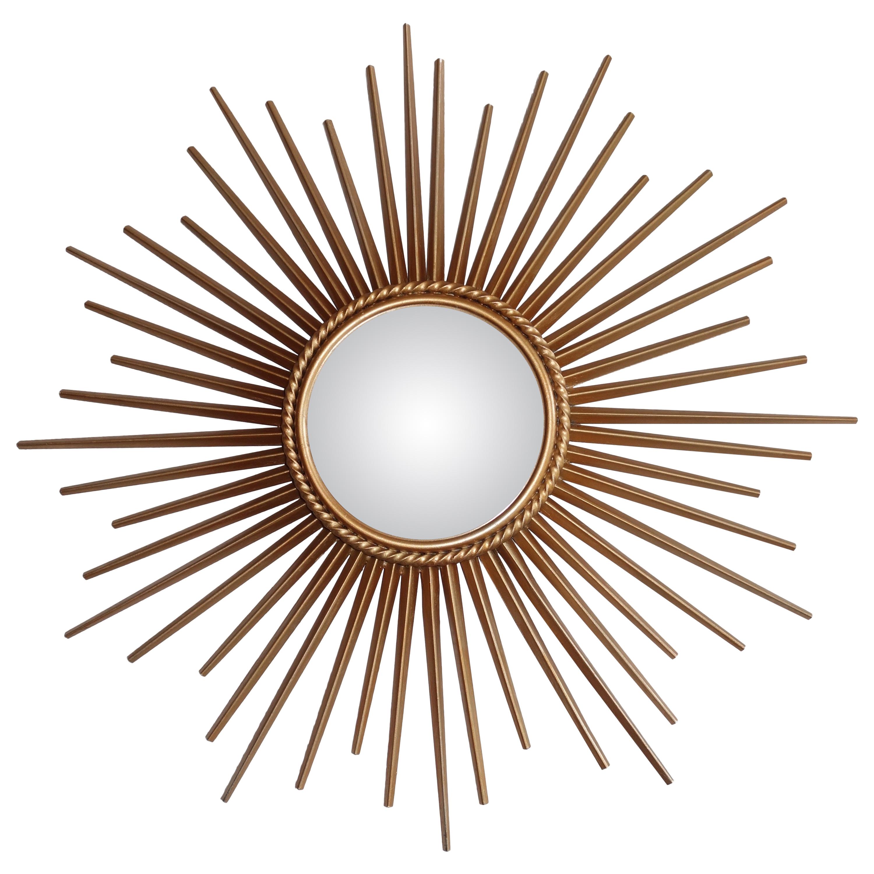 French Sun Convex Miroir Gold by Chaty Vallauris 1950s
