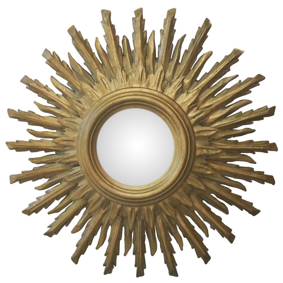 Französischer Sunburst-Spiegel, doppelt geschichtet, vergoldet, um 1950