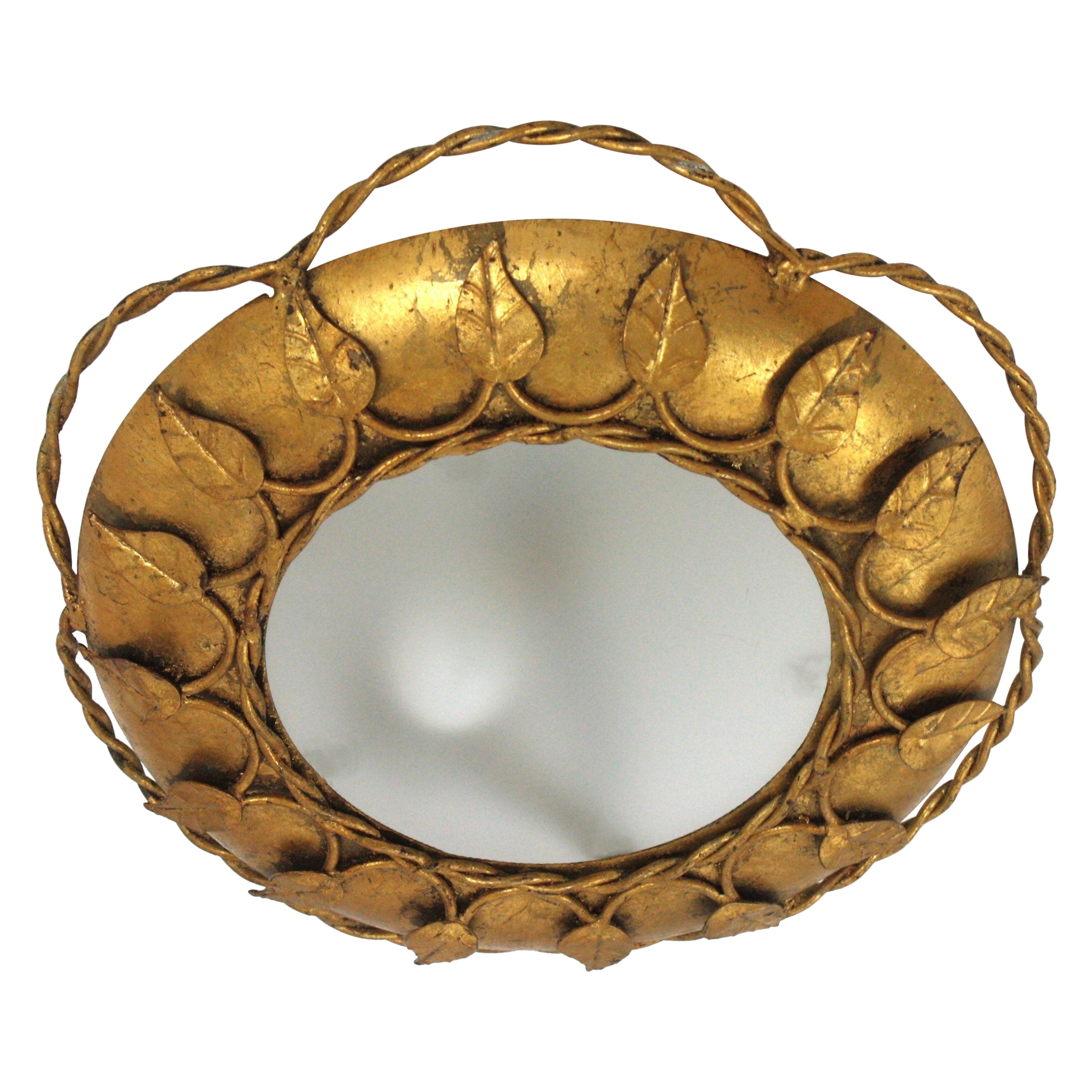 Französische Sunburst Flower Leuchte aus vergoldetem Eisen, 1950er Jahre im Angebot