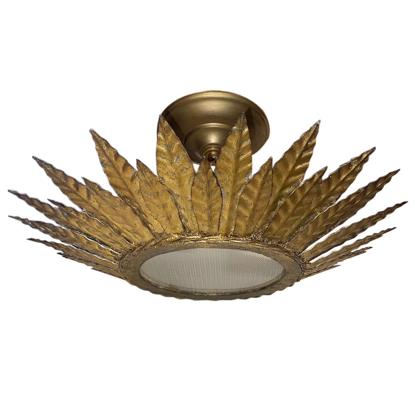 Gilt French Sunburst Light Fixture