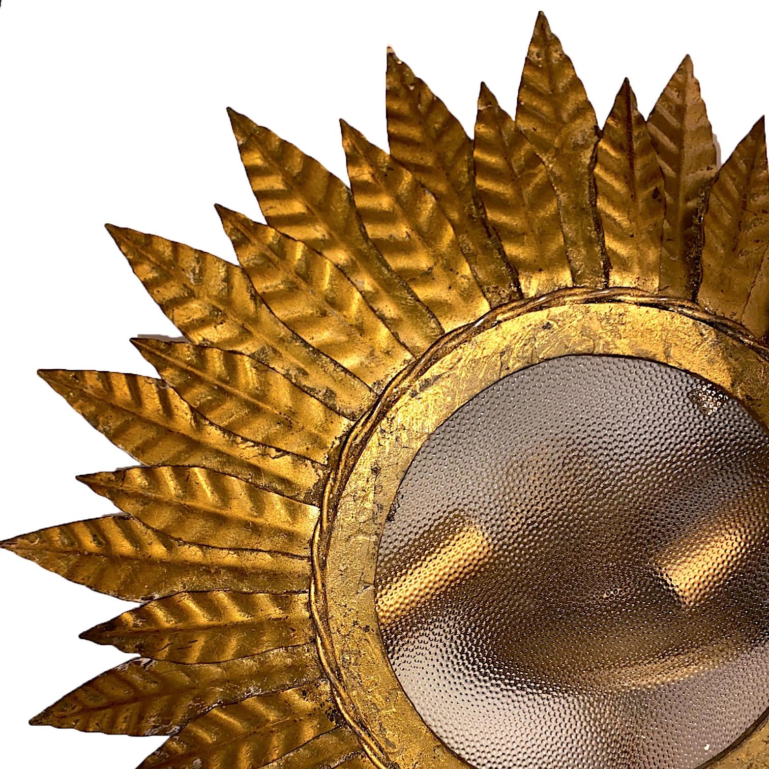 Mid-20th Century French Sunburst Light Fixture