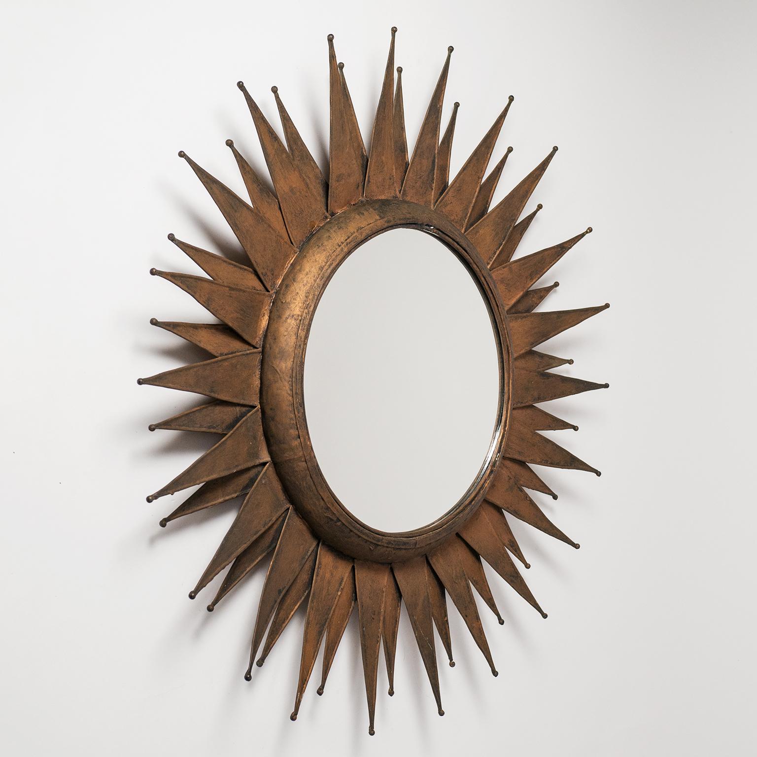 French Artisanal Sunburst Mirror, circa 1970 5