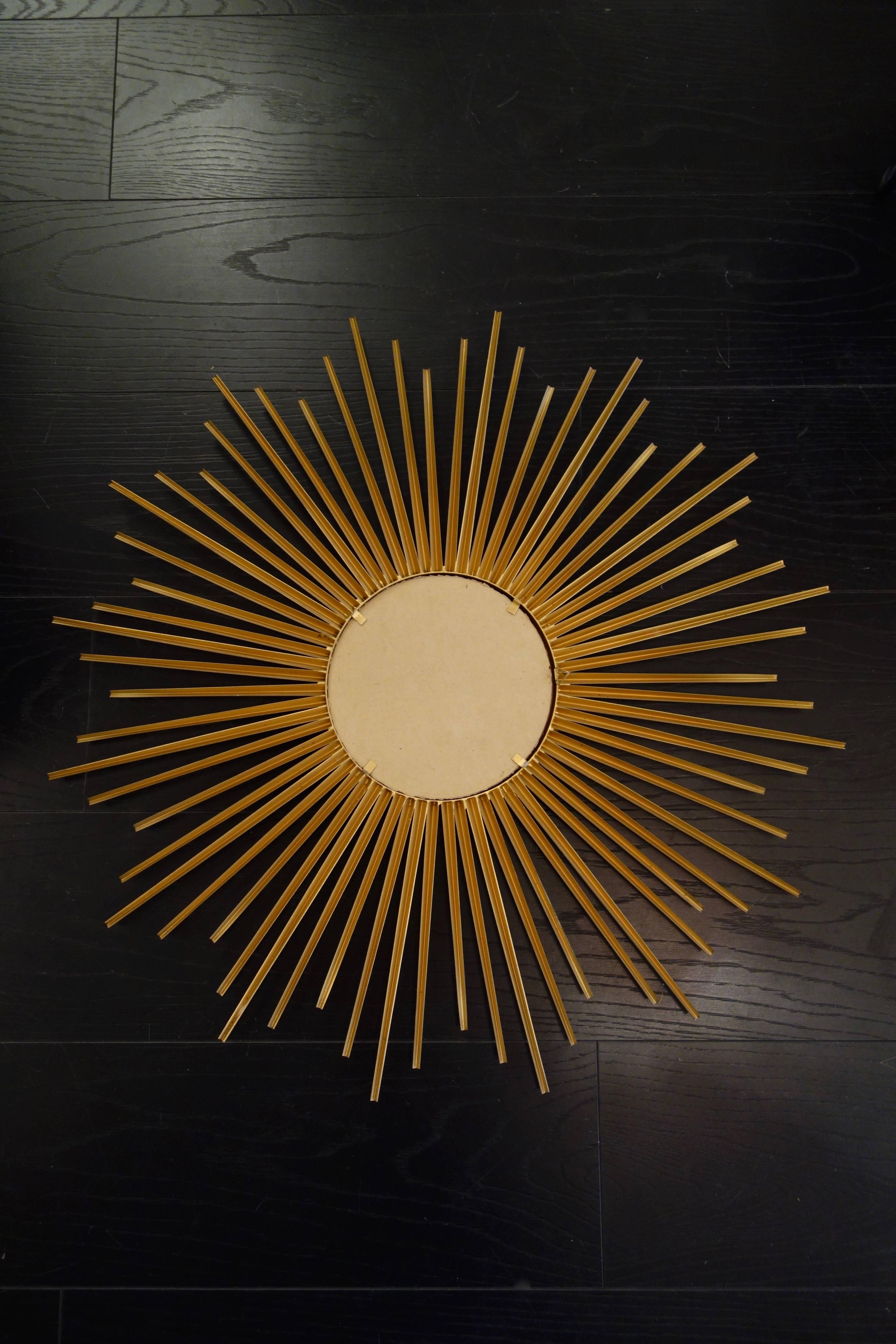 Metal French Sunburst Mirror by Chaty Vallauris, 1960s