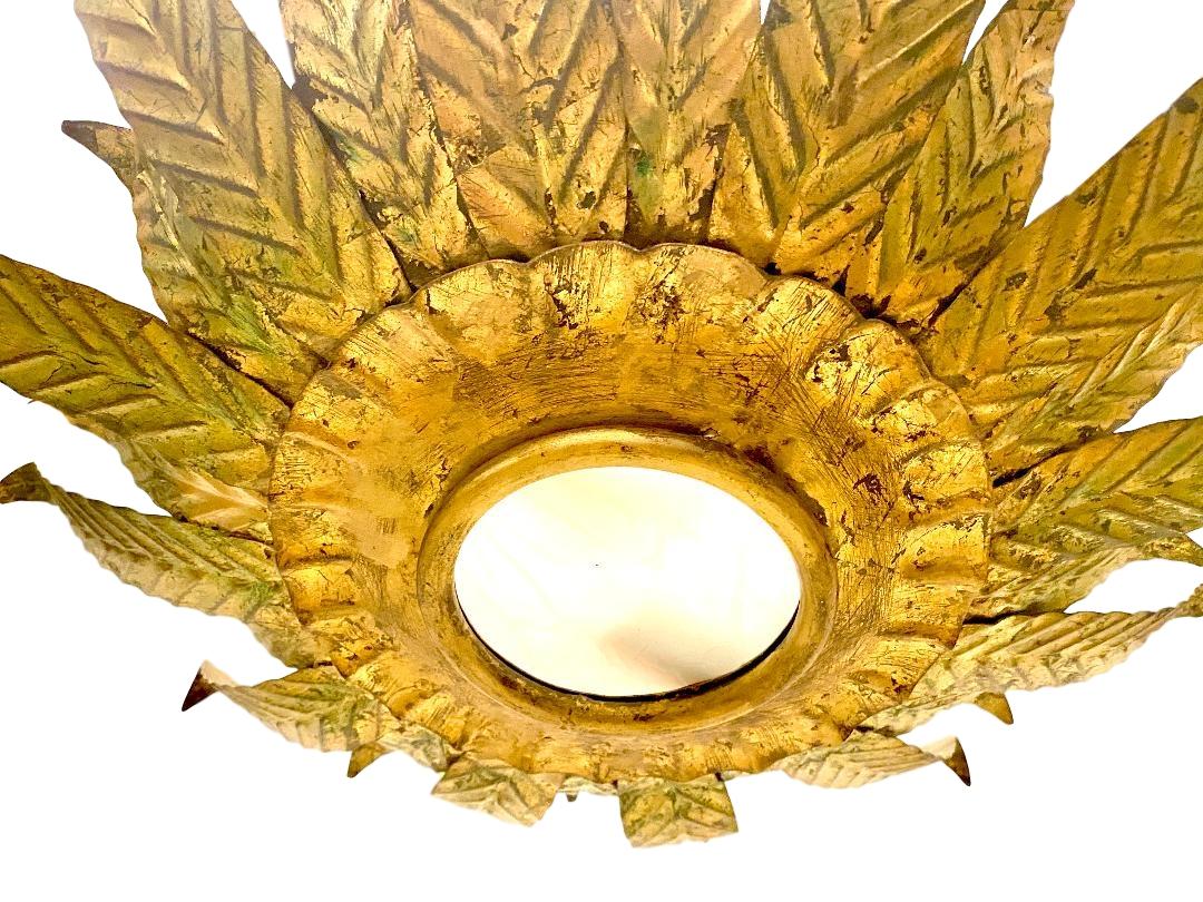 French Sunburst Pendant Light Fixture In Good Condition For Sale In New York, NY