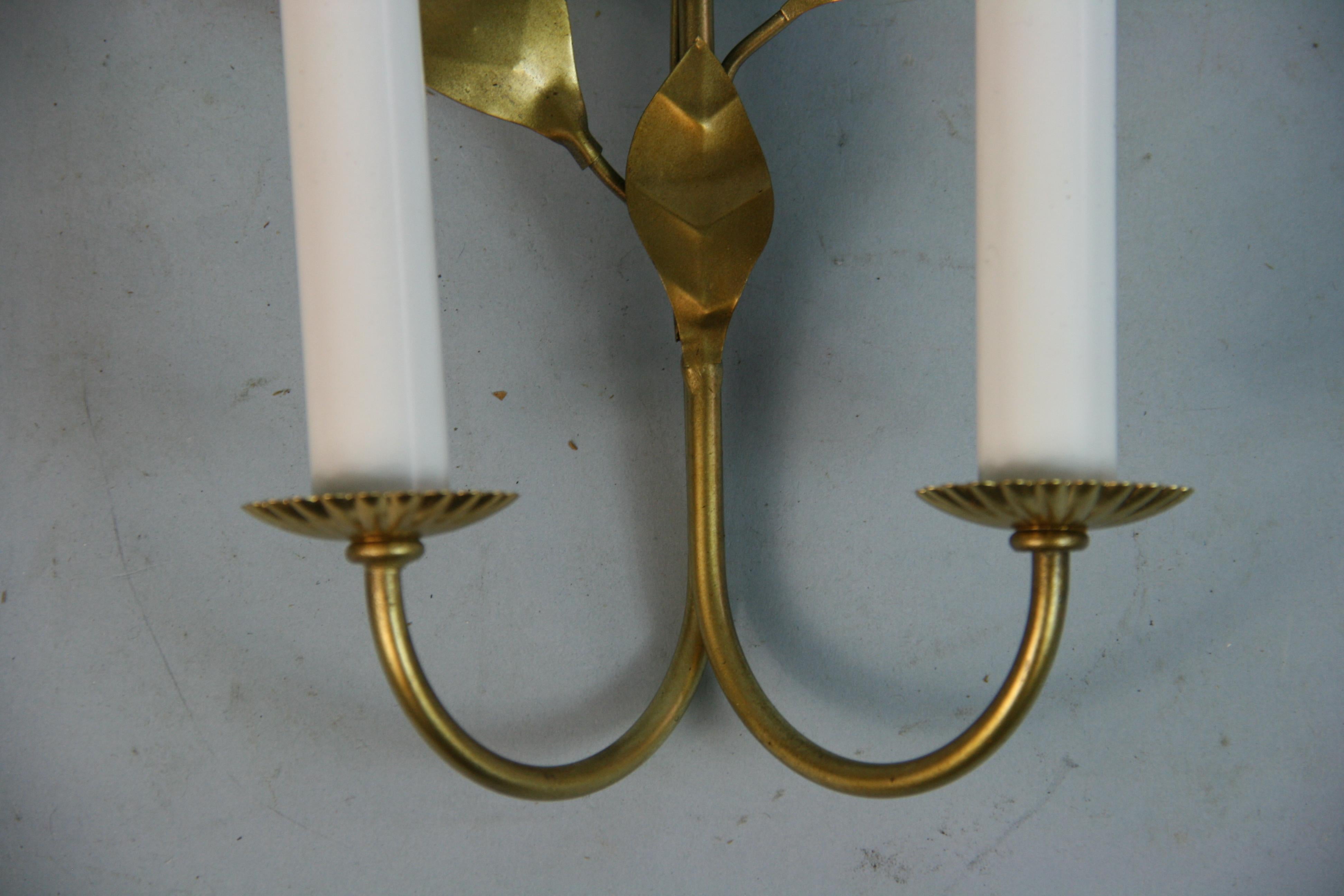 French Sunflower Tole Single Light Sconces a Pair 1960's For Sale 4