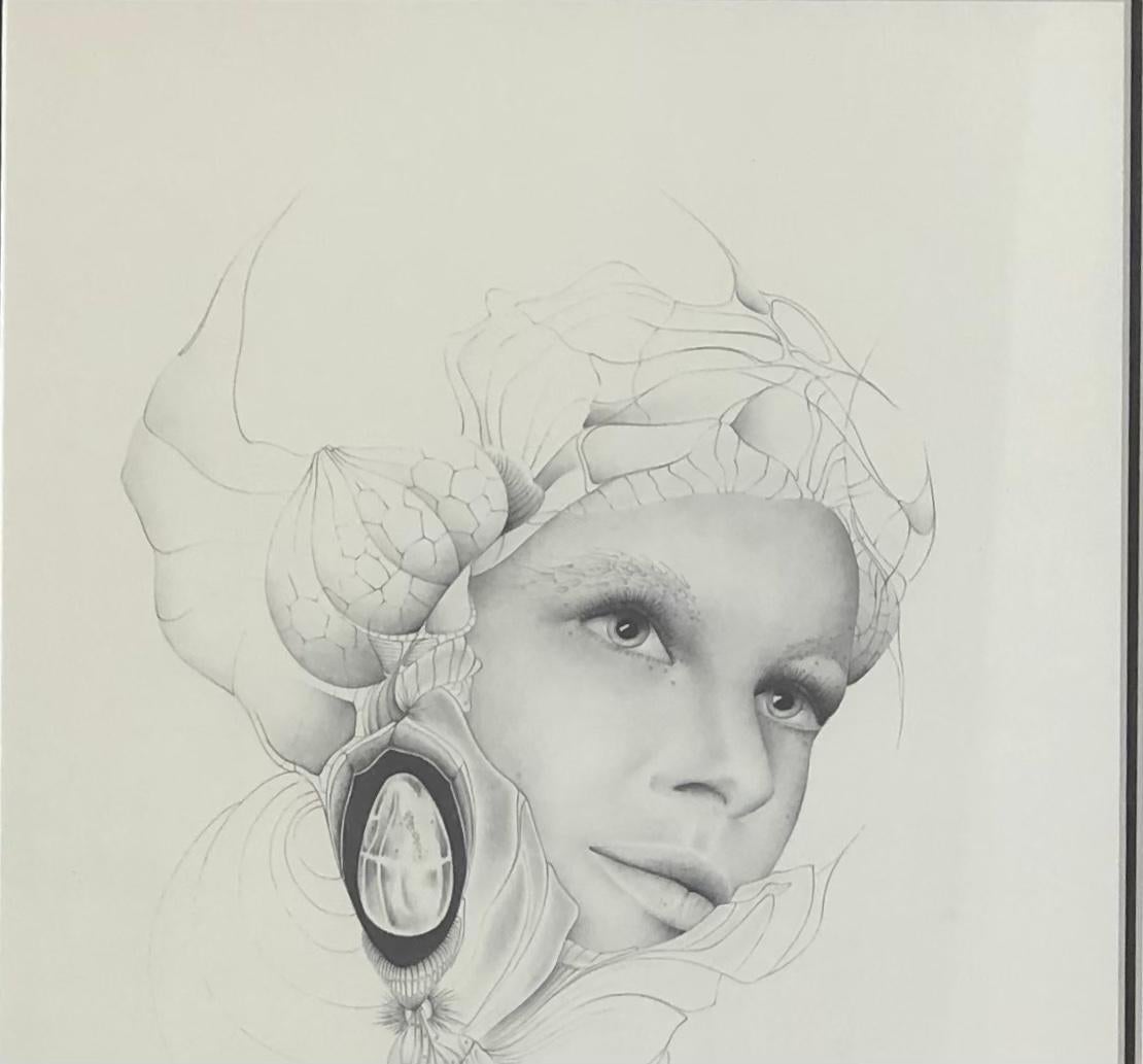 Interesantísima litografía surrealista en blanco y negro firmada por el artista francés Gerald Moreno. 
La obra de Moreno se describe a menudo como 