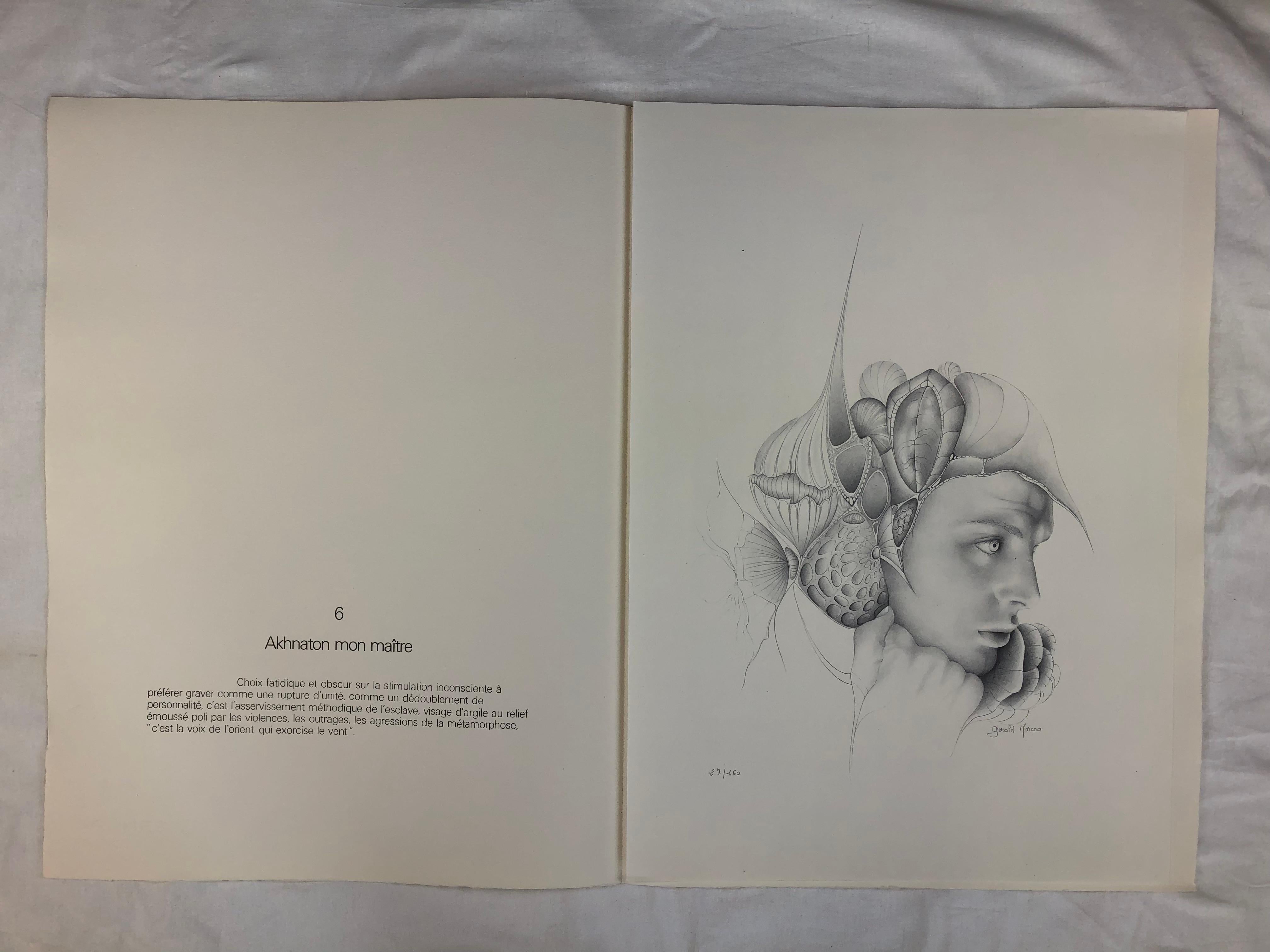 Dibujo surrealista francés inspirado en Dalí, firmado por Gerald Moreno en venta 2