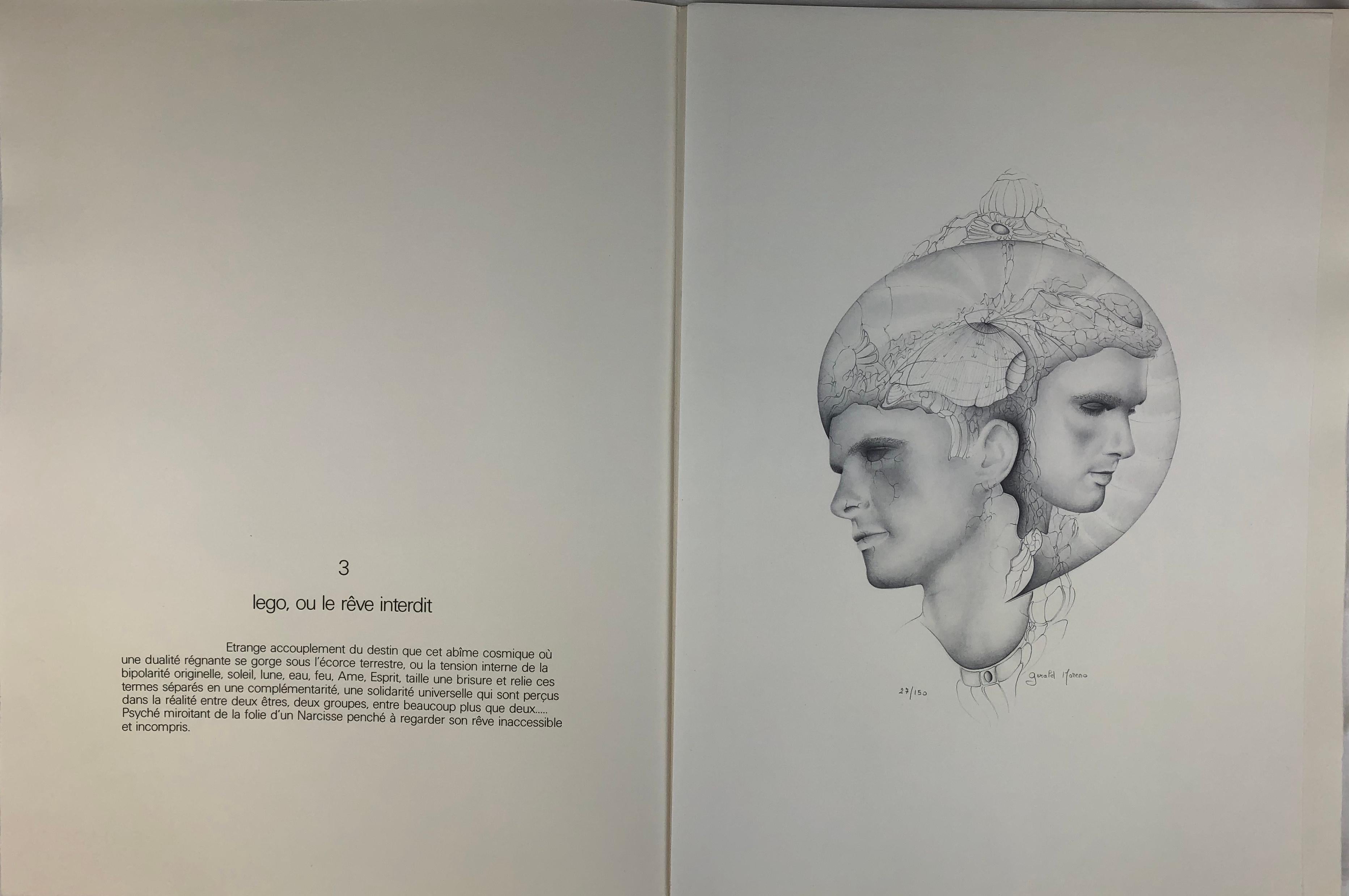 Buriné Lithographie surréaliste française signée Gerald Moreno à la manière de Salvador Dali en vente