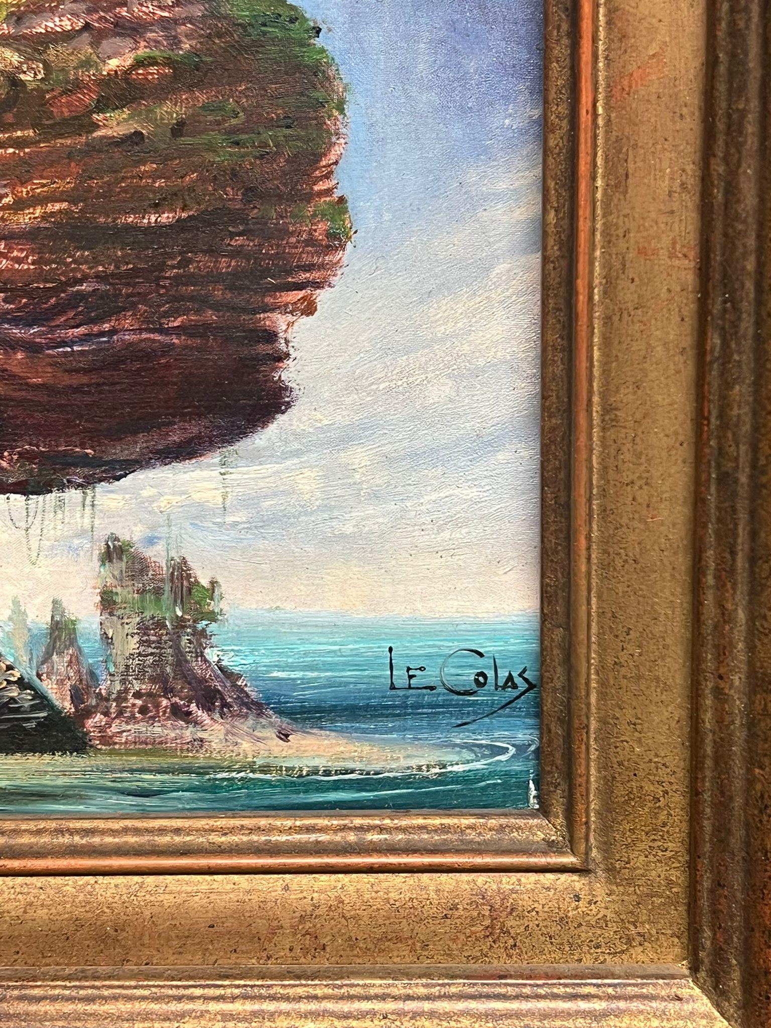 Ritratto surrealista di donna con capelli da paesaggio del XX secolo, olio firmato in vendita 2