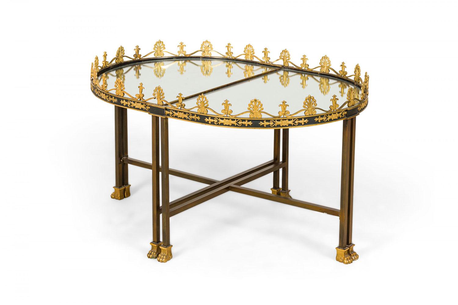 French Surtout De Plateau Three Piece Mirror and Bronze Coffee Table en vente 3