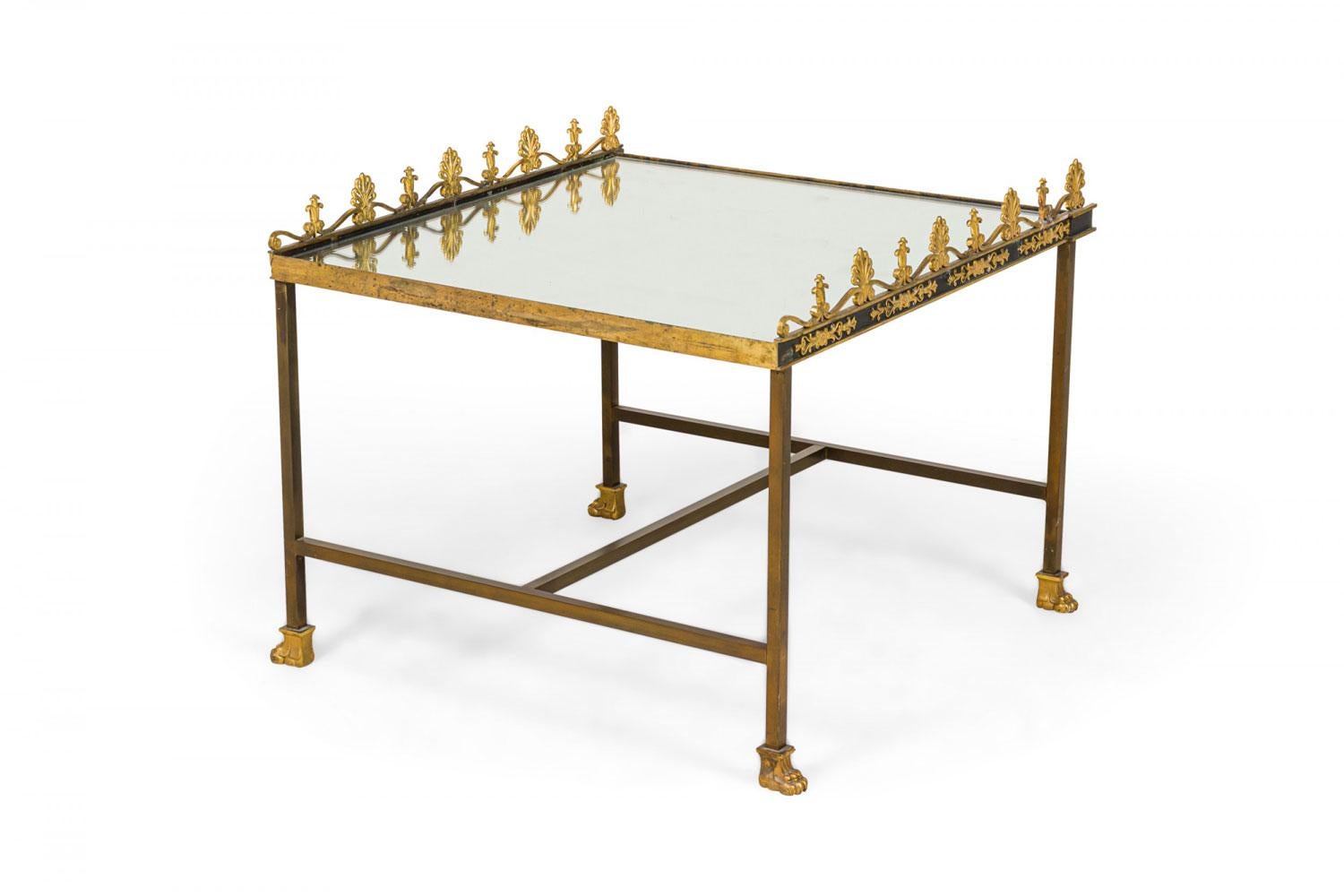 French Surtout De Plateau Three Piece Mirror and Bronze Coffee Table en vente 5