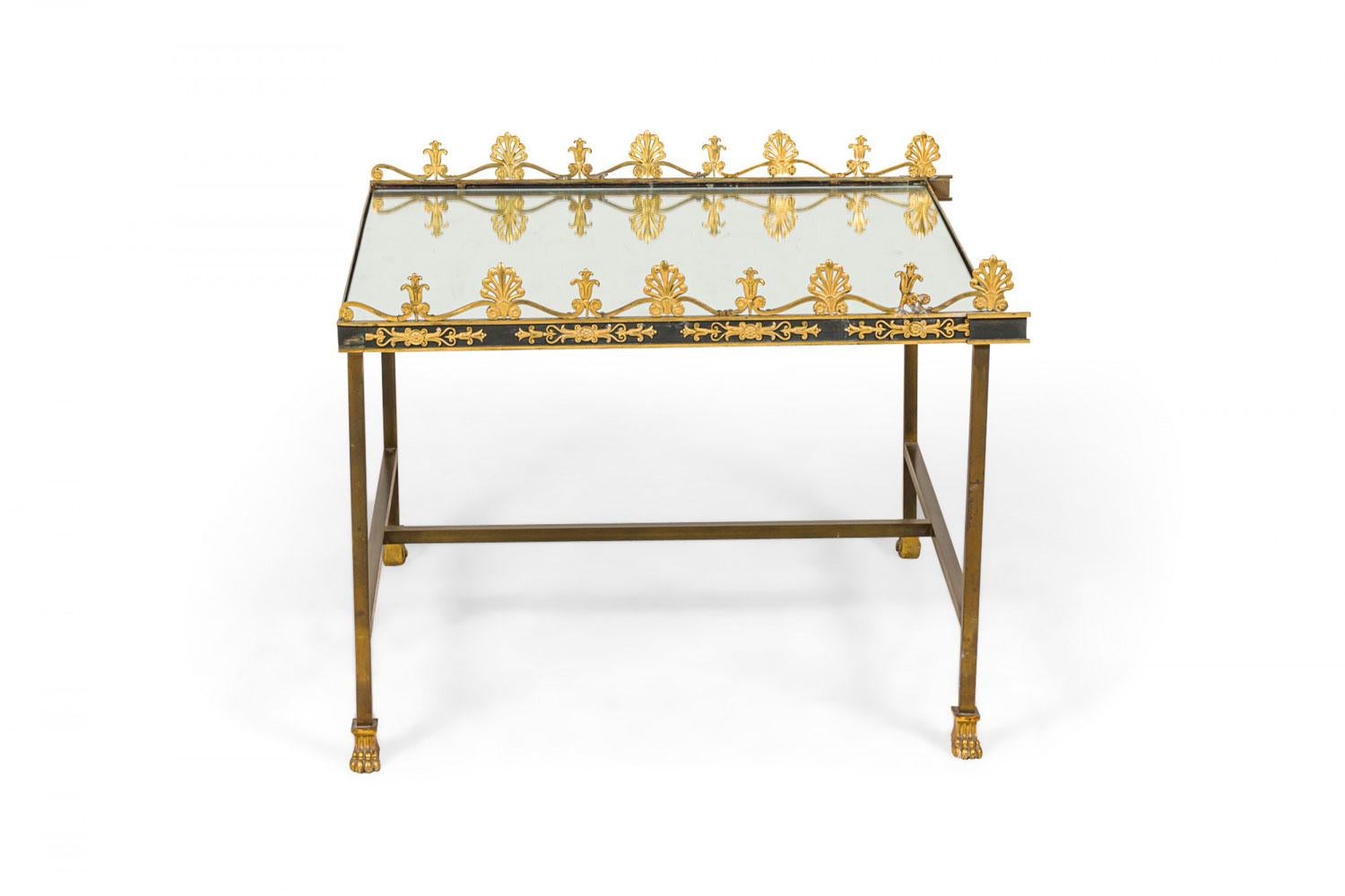 French Surtout De Plateau Three Piece Mirror and Bronze Coffee Table en vente 6