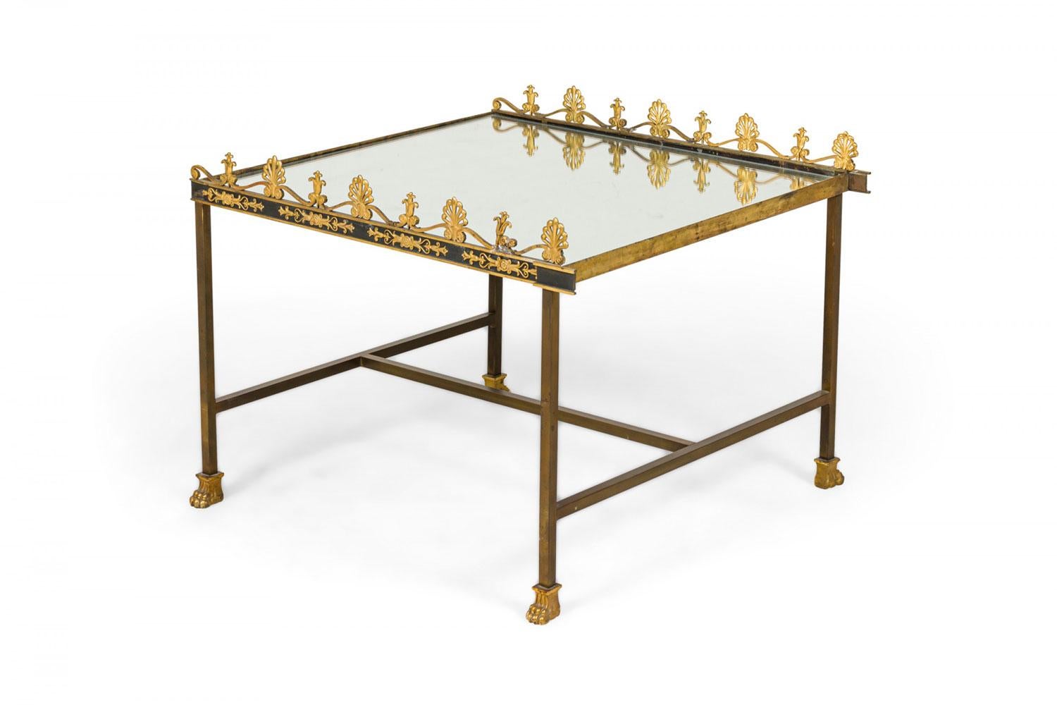 French Surtout De Plateau Three Piece Mirror and Bronze Coffee Table en vente 7