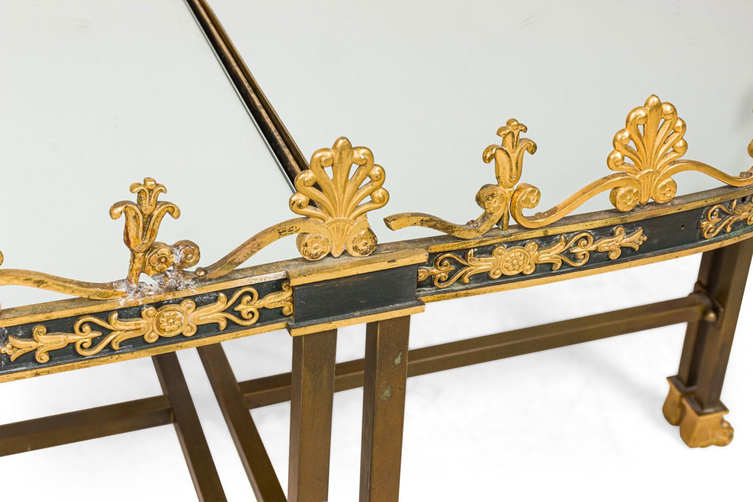 French Surtout De Plateau Three Piece Mirror and Bronze Coffee Table en vente 8