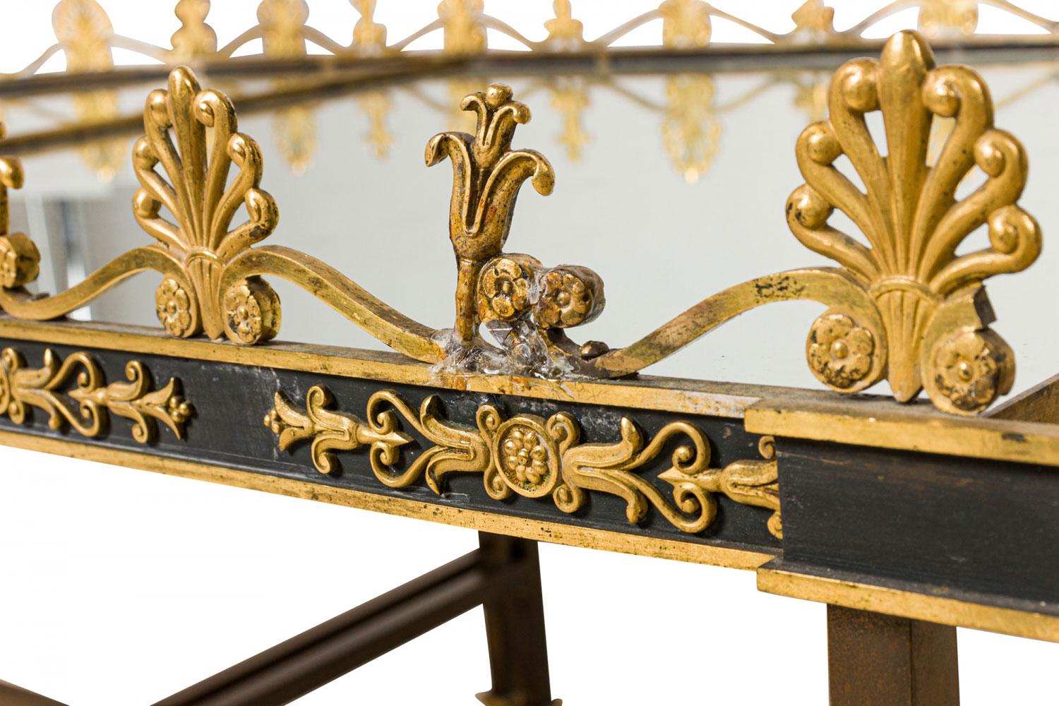 French Surtout De Plateau Three Piece Mirror and Bronze Coffee Table en vente 10