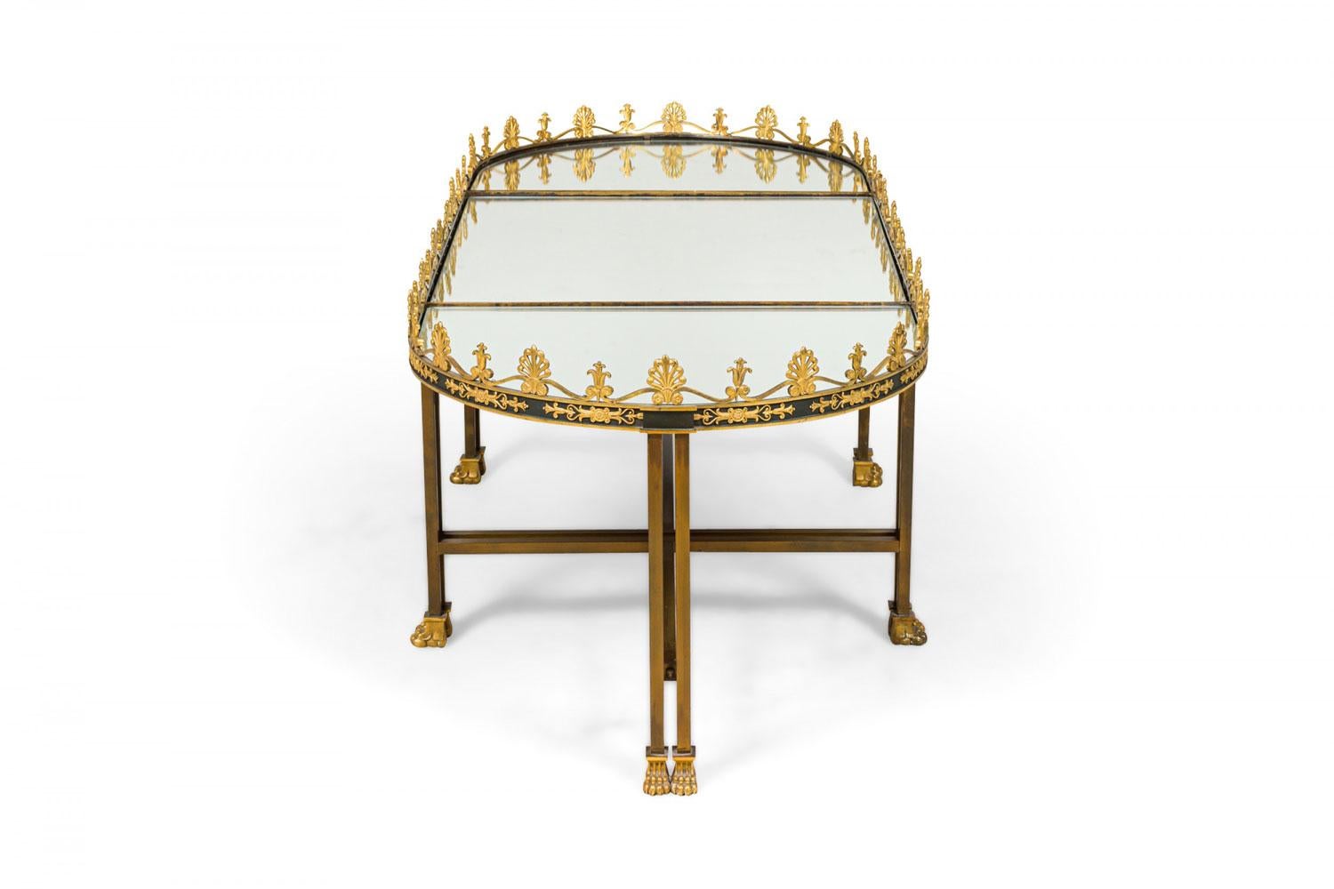 Empire French Surtout De Plateau Three Piece Mirror and Bronze Coffee Table en vente
