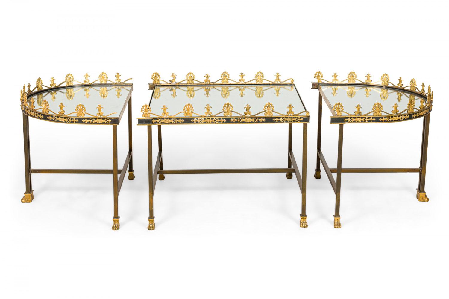 French Surtout De Plateau Three Piece Mirror and Bronze Coffee Table Bon état - En vente à Queens, NY