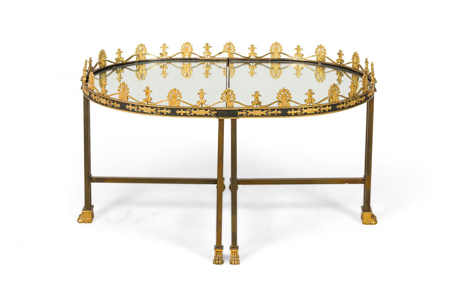 French Surtout De Plateau Three Piece Mirror and Bronze Coffee Table en vente 1