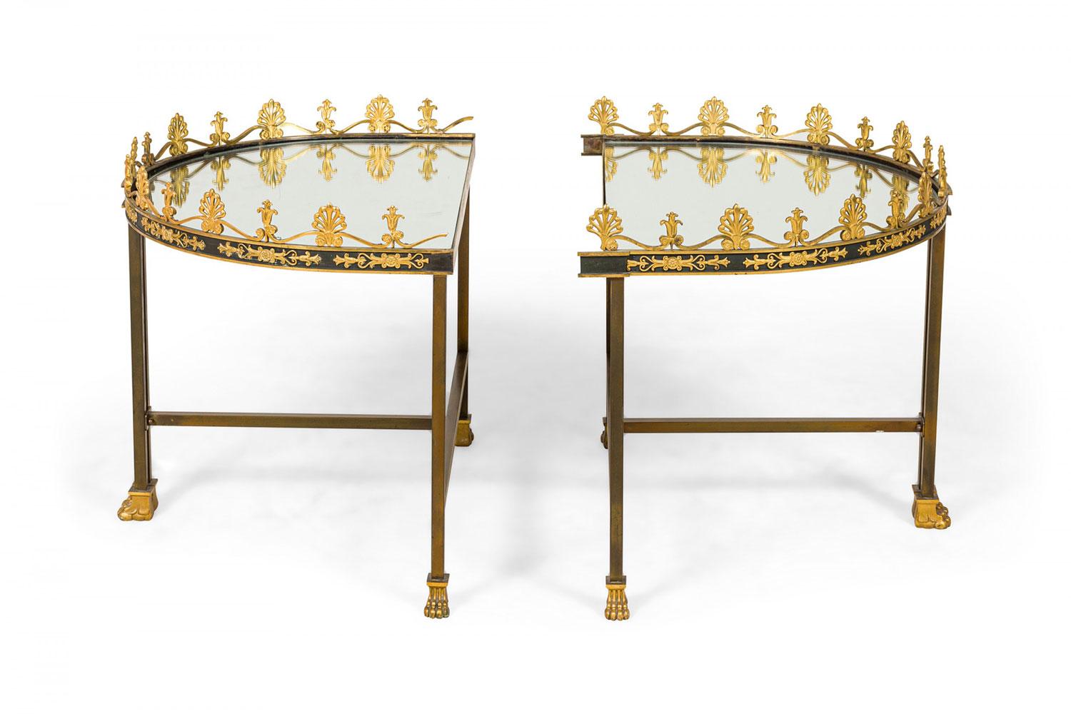 French Surtout De Plateau Three Piece Mirror and Bronze Coffee Table en vente 2