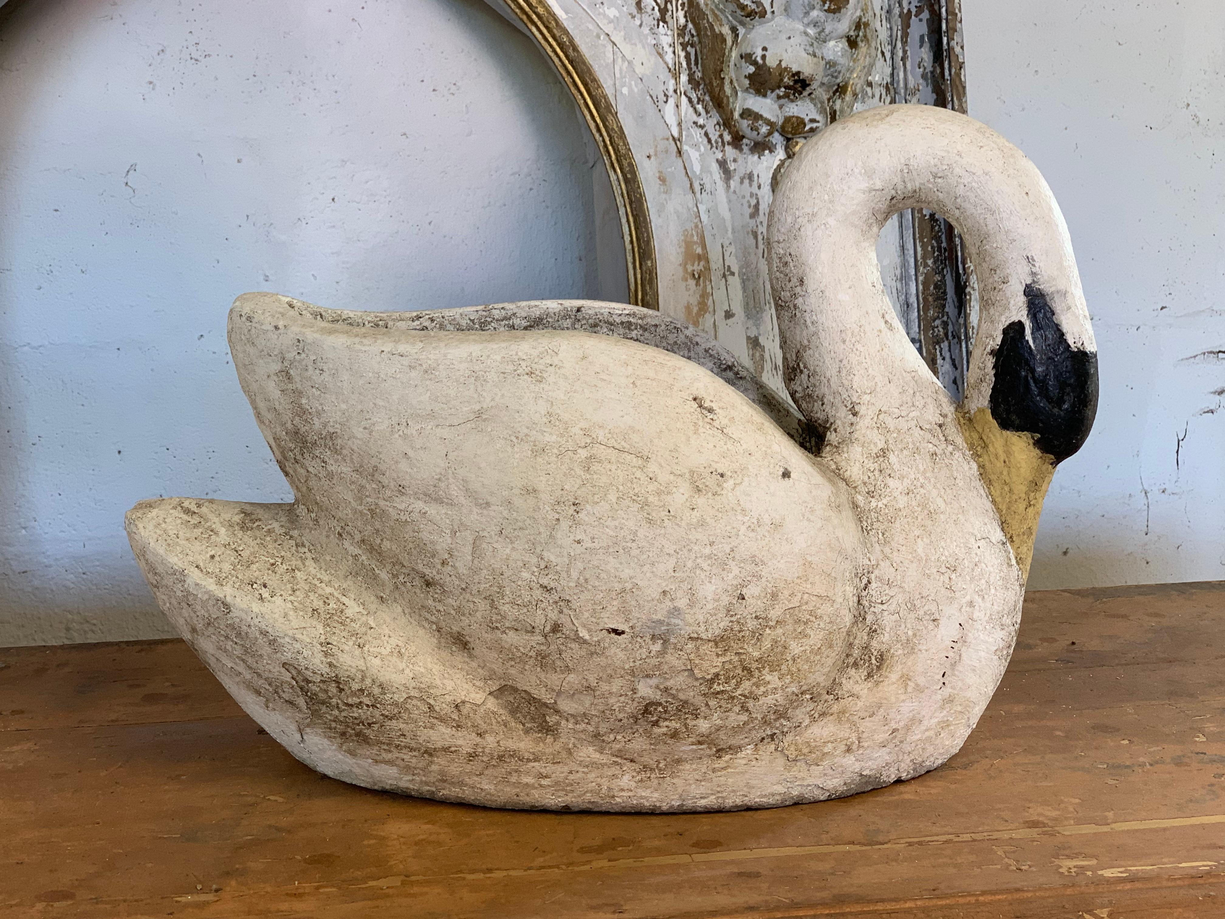 Molded French Swan Garden Planter