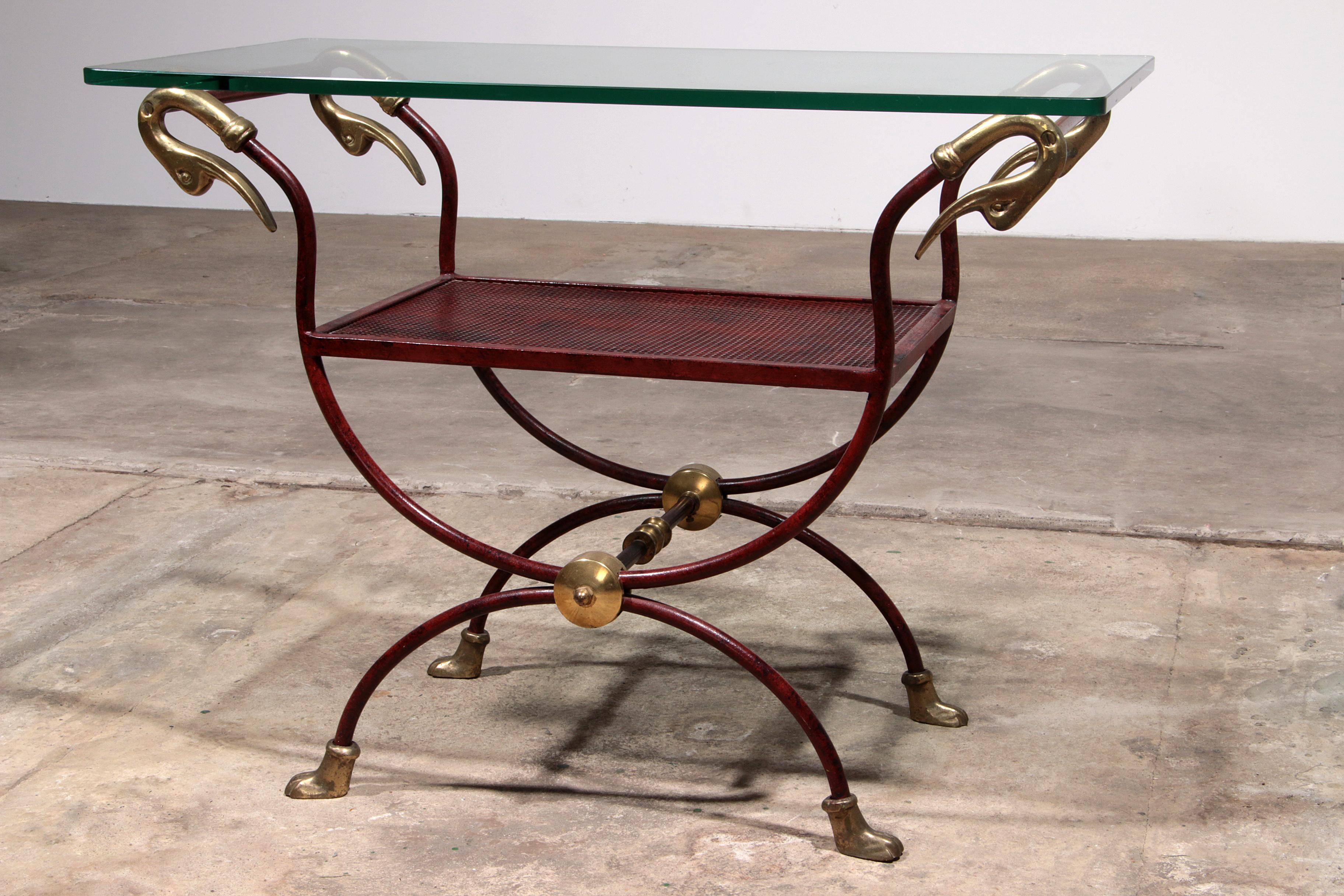 French Swan Neck Stool attributed to Maison Jansen, 1950s 4