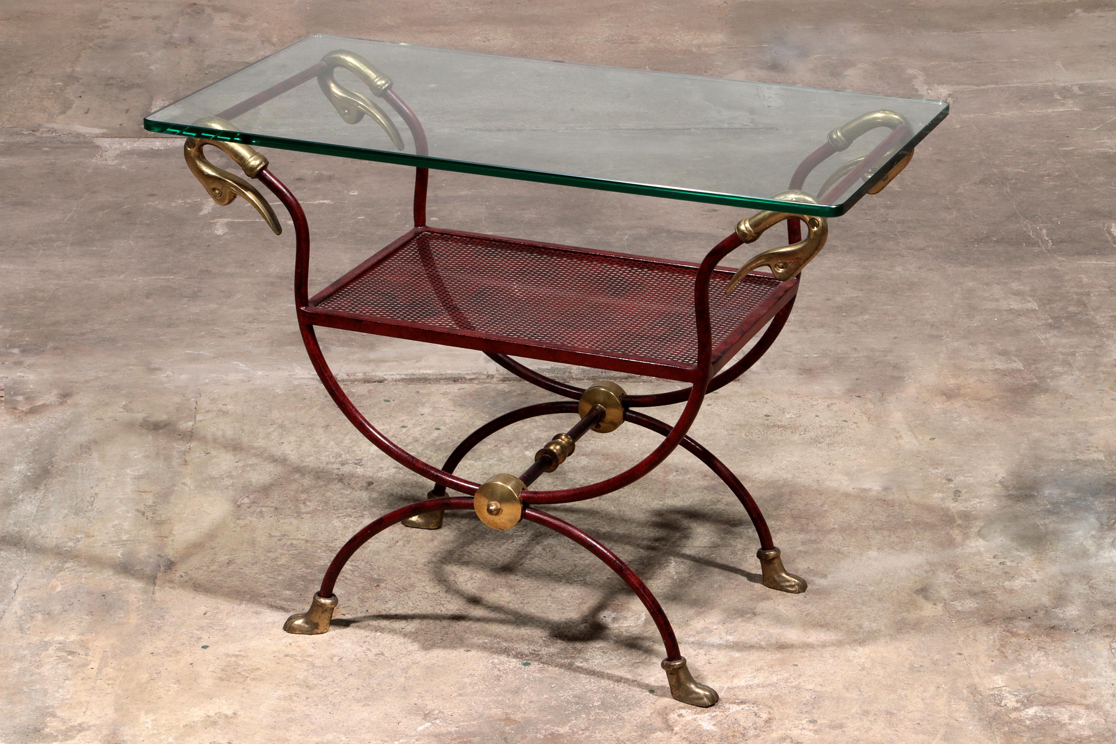 Mid-Century Modern French Swan Neck Stool attributed to Maison Jansen, 1950s