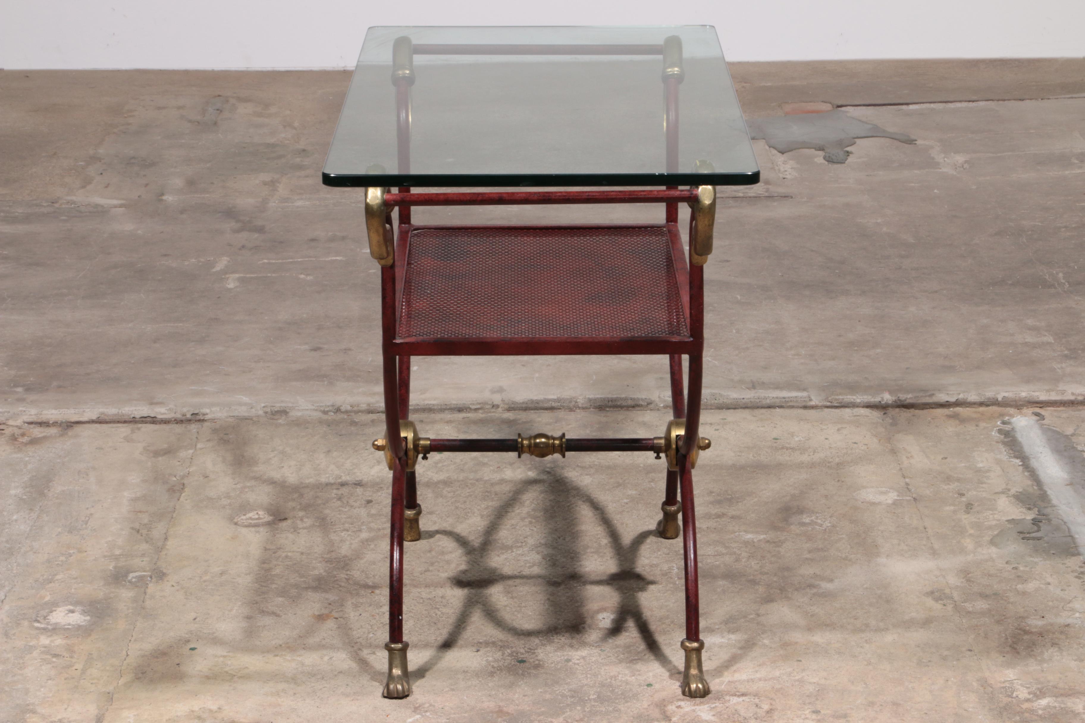 Metal French Swan Neck Stool attributed to Maison Jansen, 1950s