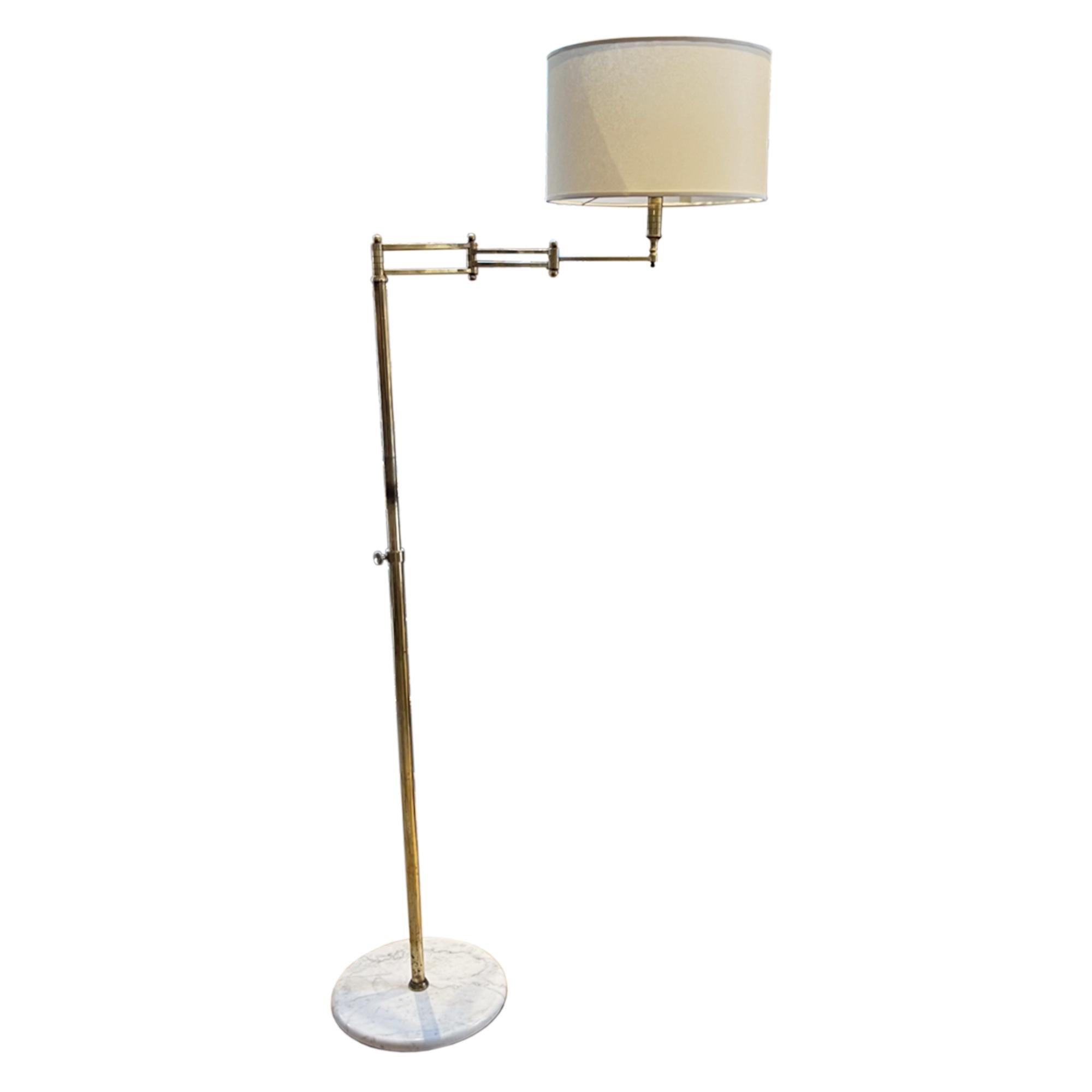 French Swing Arm Floor Lamp With Marble Base For Sale 1