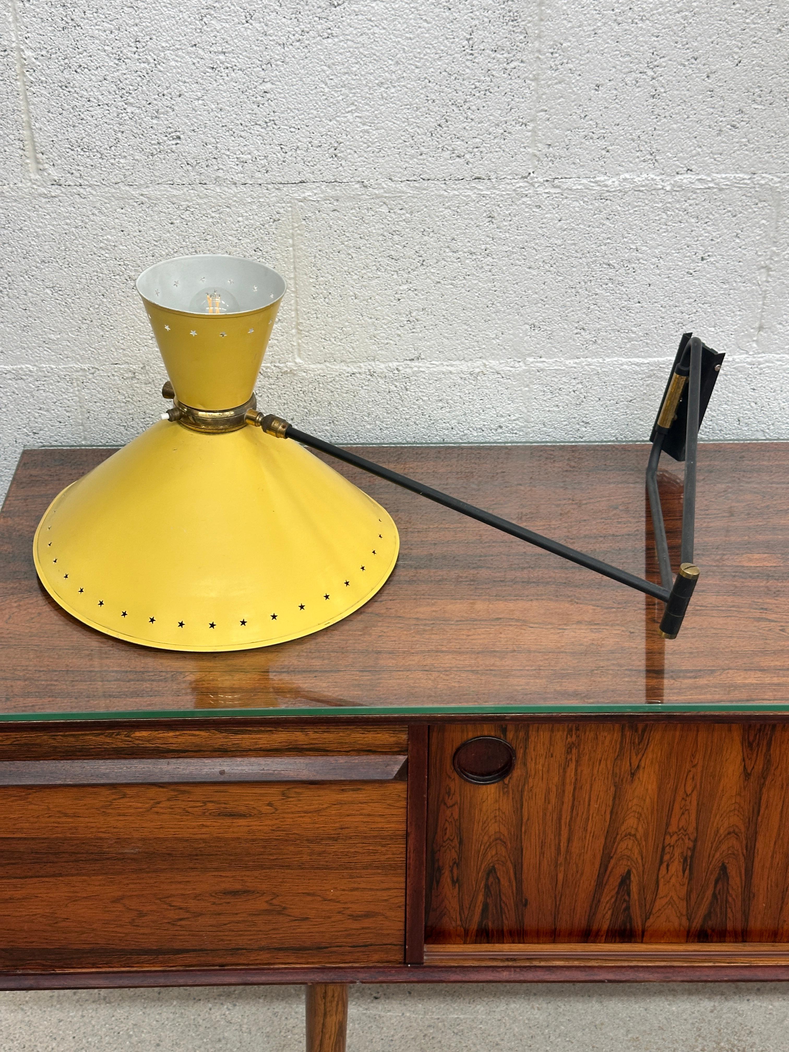 French Swing Arm Wall Lamp by Rene Mathieu, circa 1950s For Sale 3
