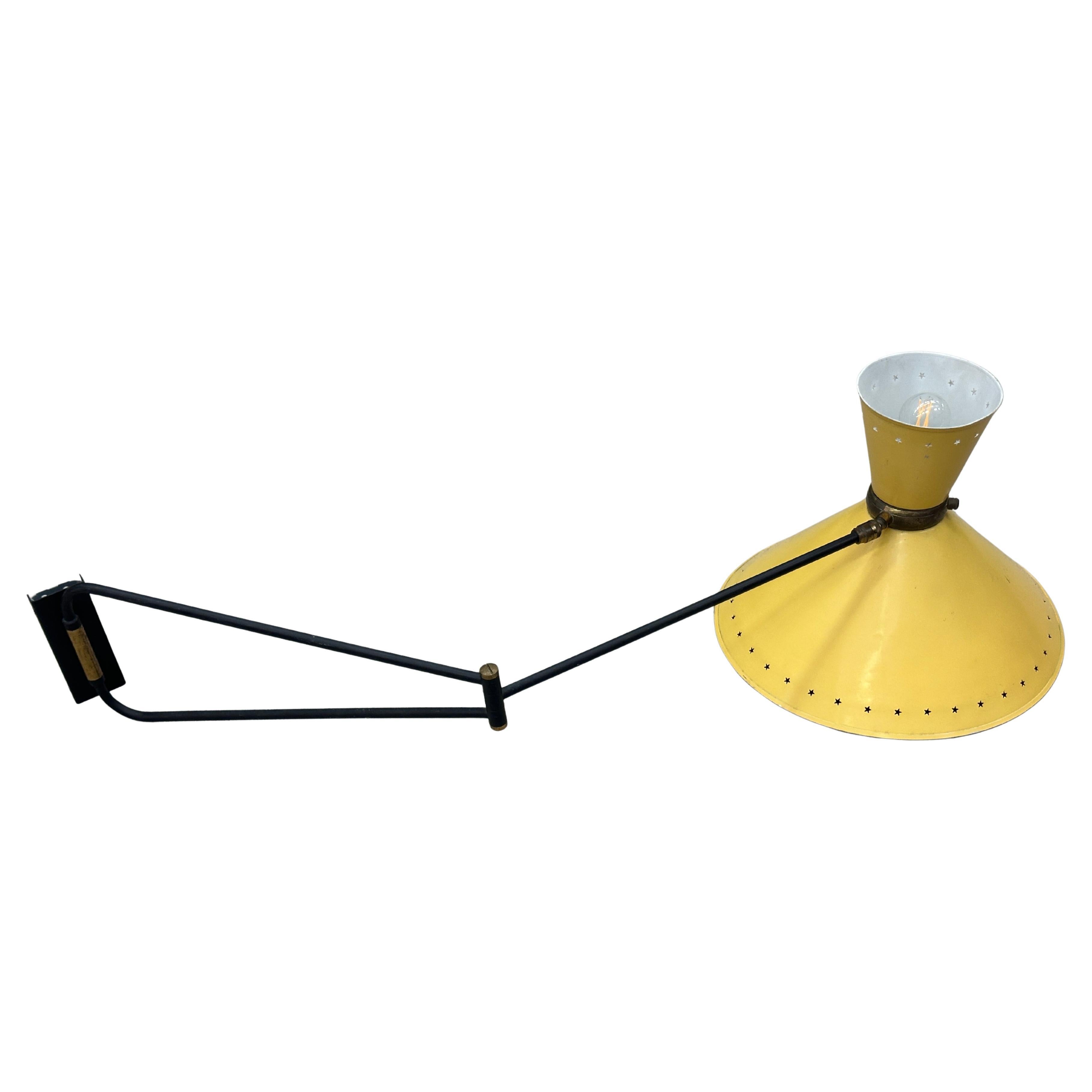 French Swing Arm Wall Lamp by Rene Mathieu, circa 1950s For Sale