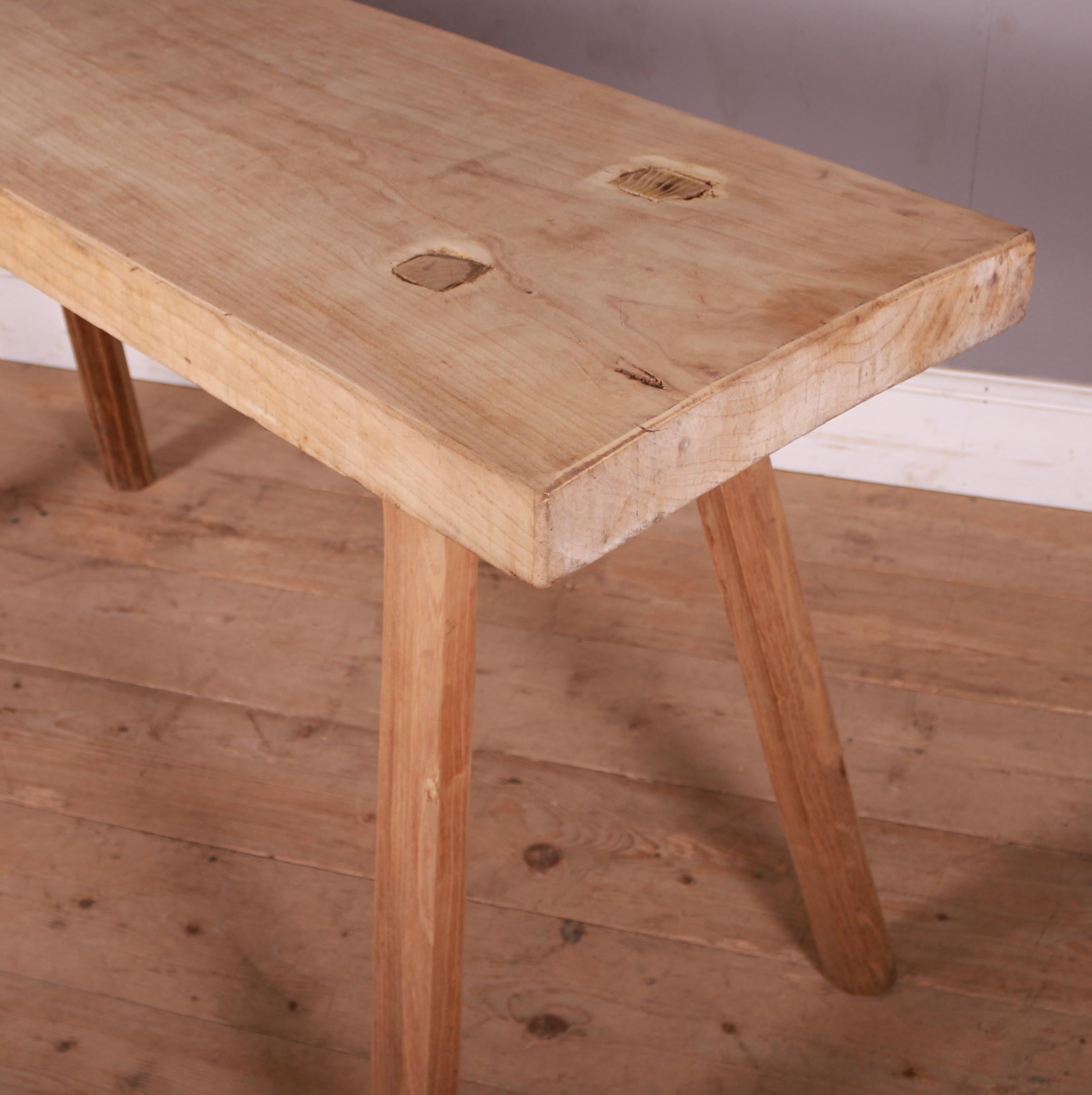 French Sycamore and Elm Trestle Table In Good Condition For Sale In Leamington Spa, Warwickshire