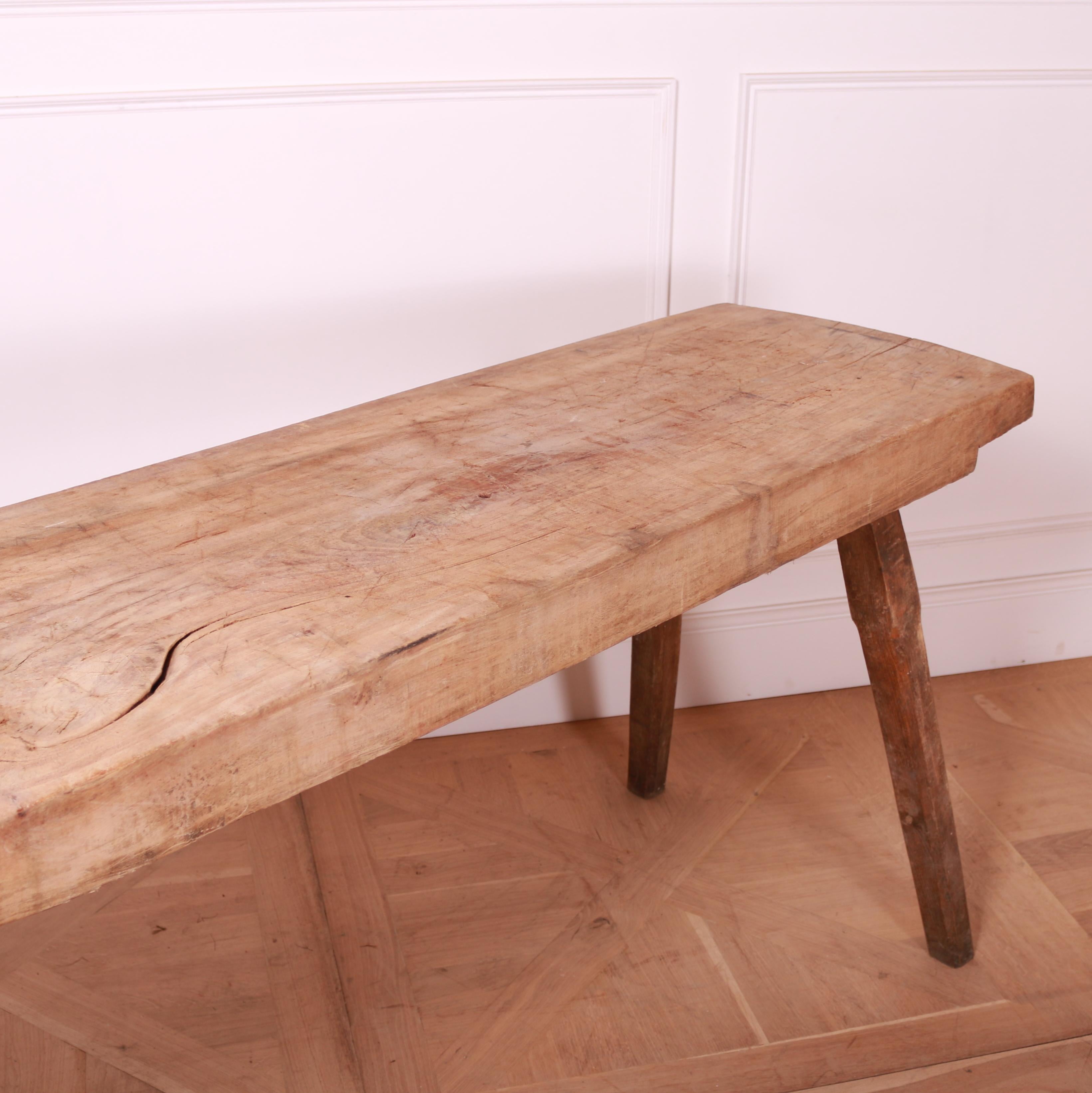 French Sycamore and Elm Trestle Table In Good Condition In Leamington Spa, Warwickshire