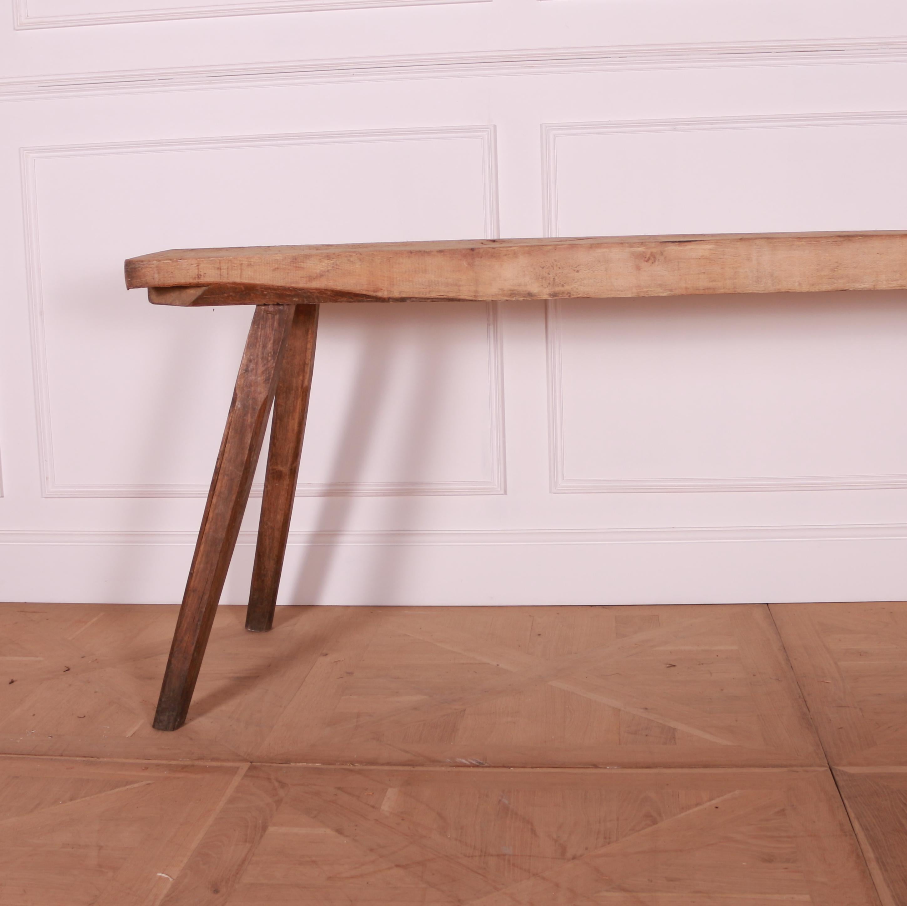 19th Century French Sycamore and Elm Trestle Table