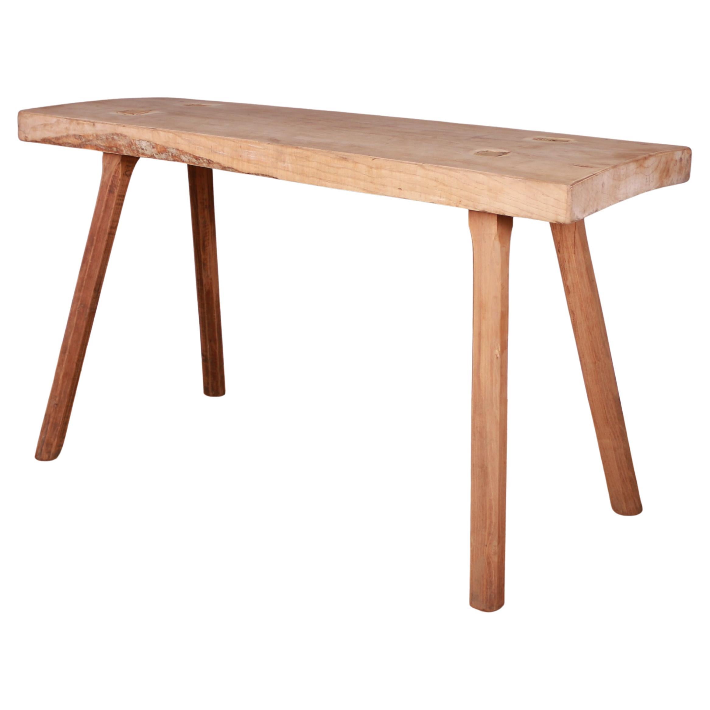 French Sycamore and Elm Trestle Table For Sale