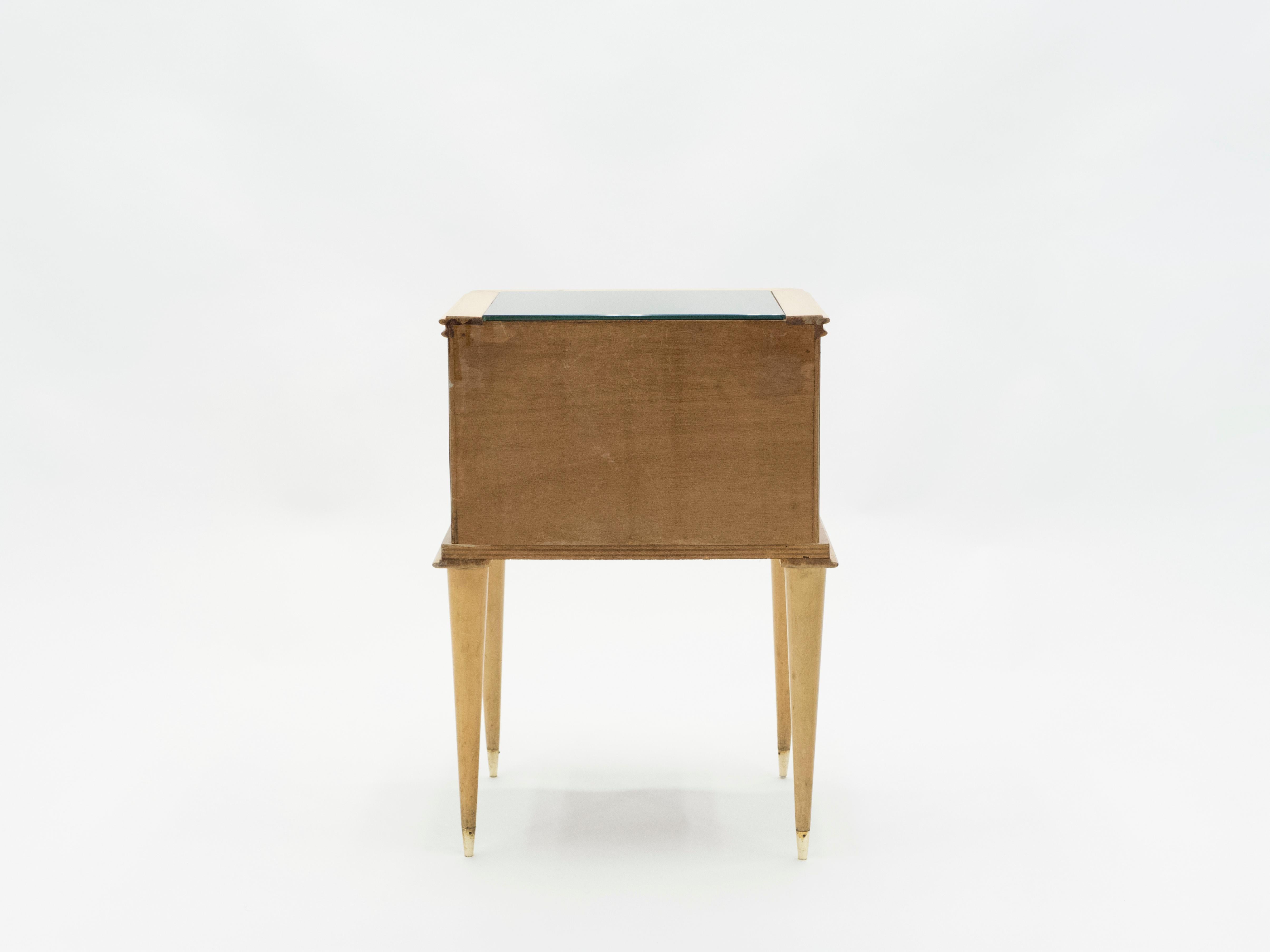 French Sycamore Nightstands 2 Drawers Attributed to Suzanne Guiguichon, 1950s For Sale 5