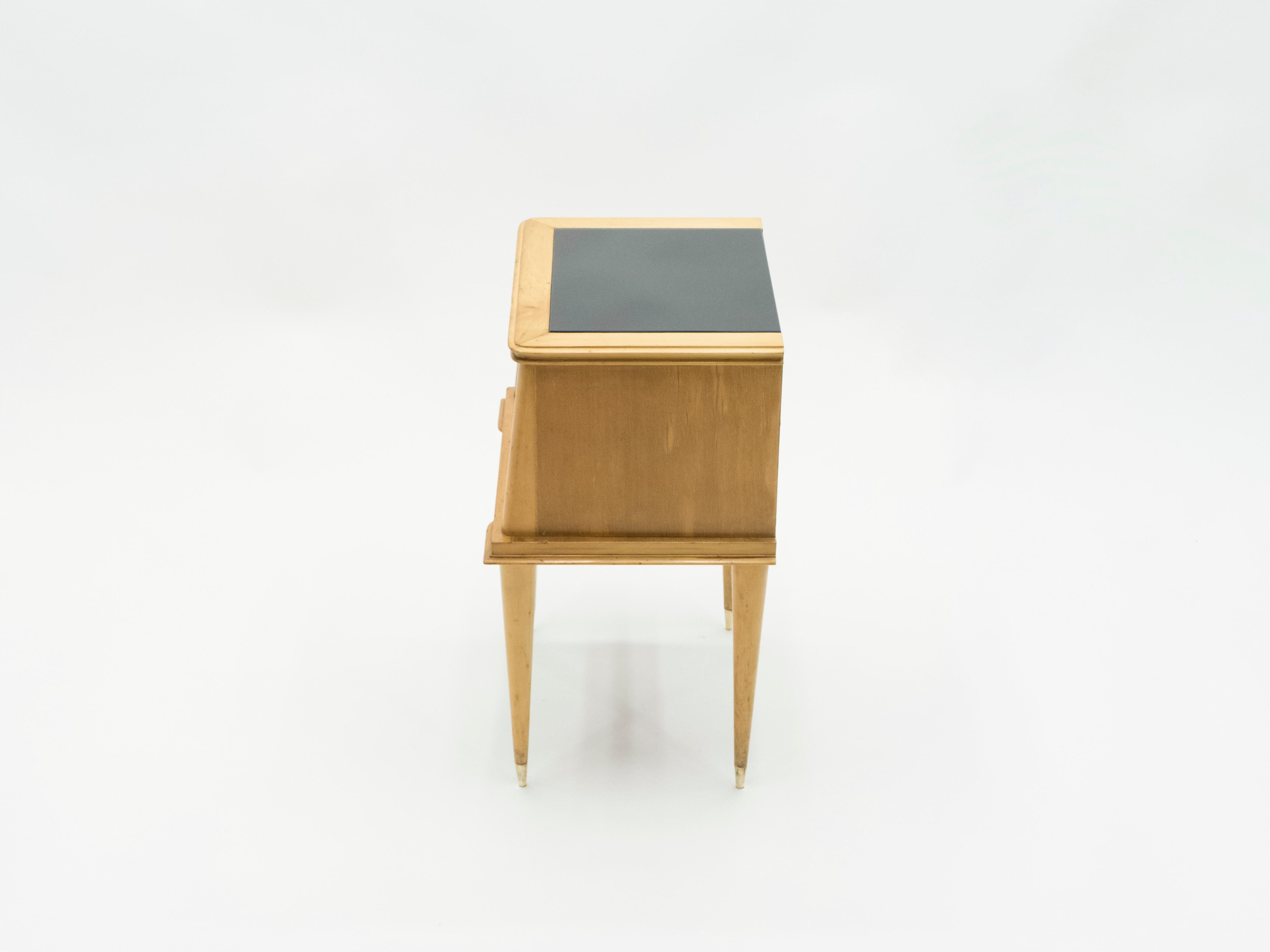 French Sycamore Nightstands 2 Drawers Attributed to Suzanne Guiguichon, 1950s For Sale 2